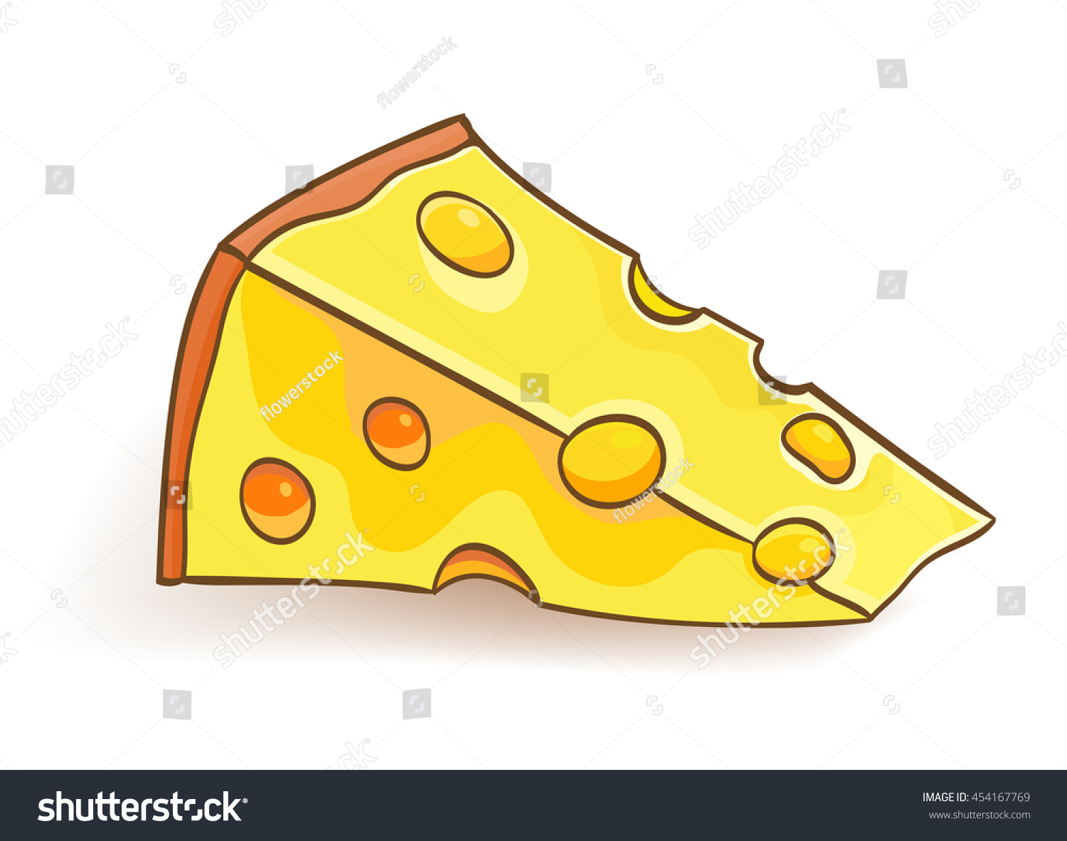 Cartoon Cheese Slice On White Vector Stock Vector (Royalty Free) 454167769