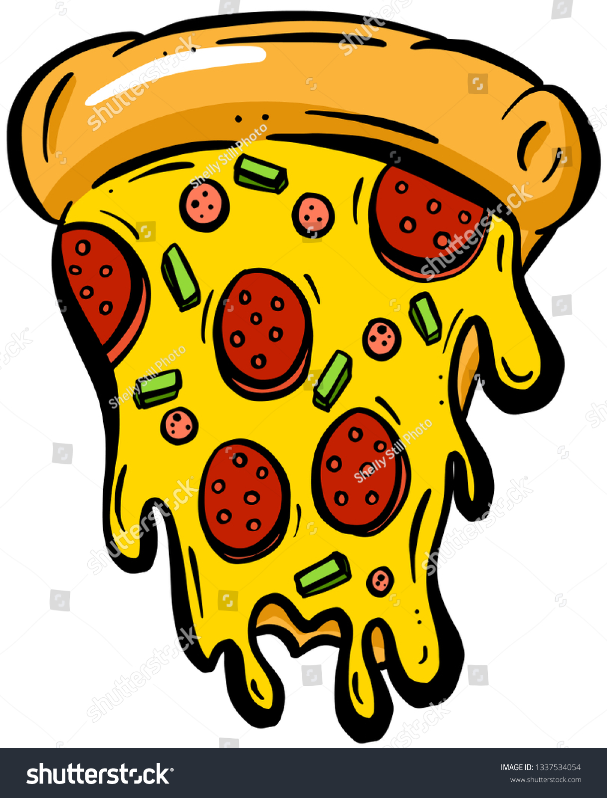 Cartoon Cheesy Pizza Slices Vector Stock Vector (Royalty Free) 1337534054