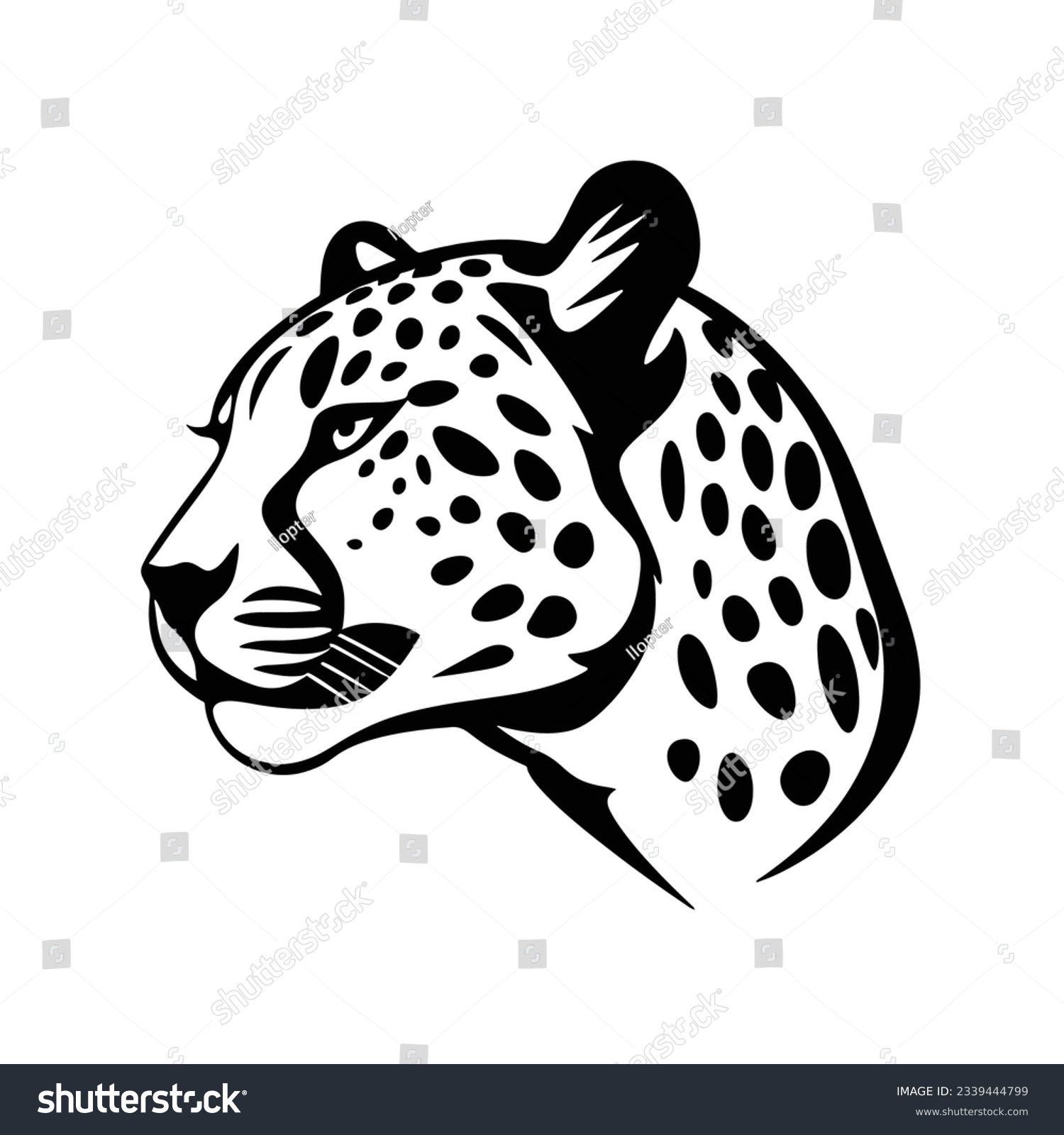 SVG of Cartoon cheetah head, Face side view, mascot or logo design, vector illustration isolated  svg