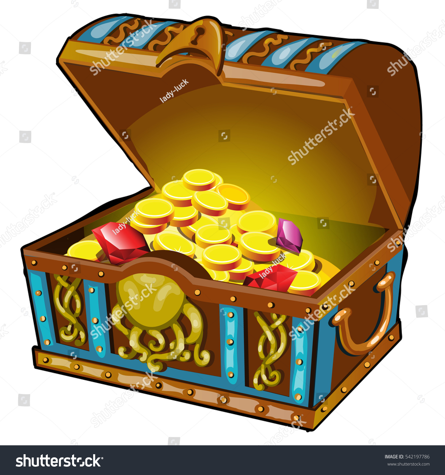 Cartoon Chest Style Underwater Life Filled Stock Vector 542197786 ...