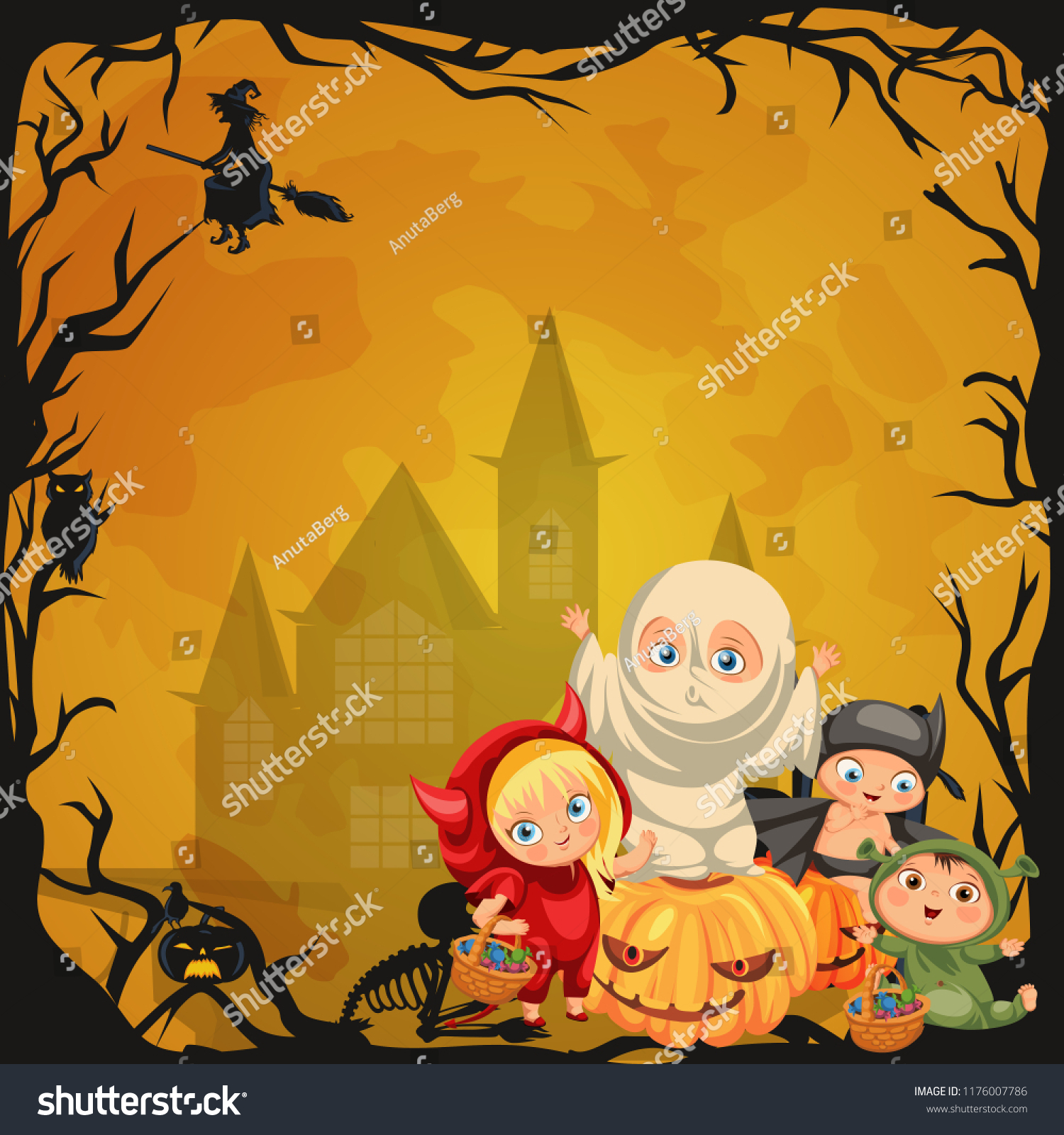 SVG of Cartoon children in mystery costumes flat poster svg