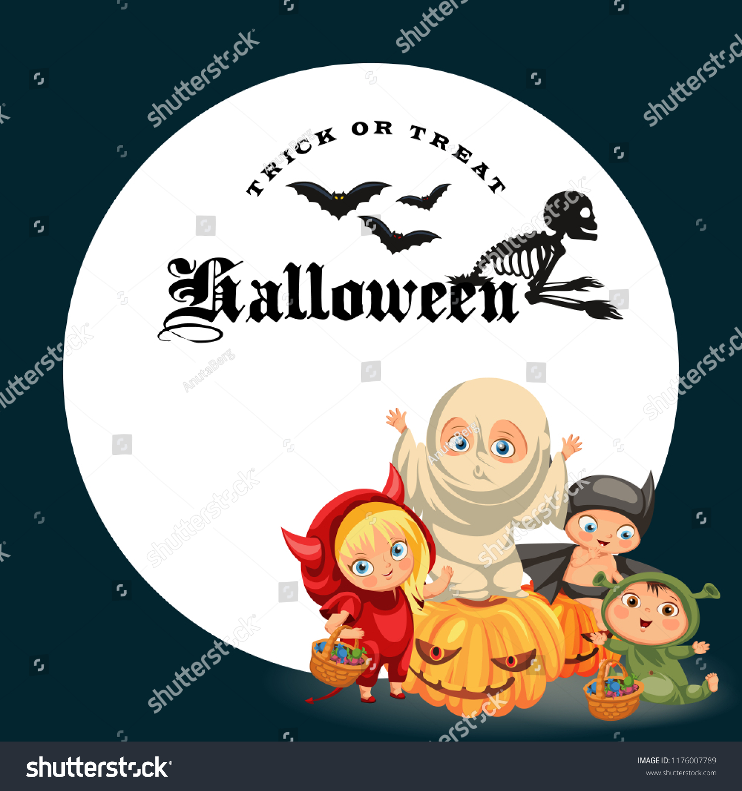 SVG of Cartoon children in mystery costumes flat poster svg
