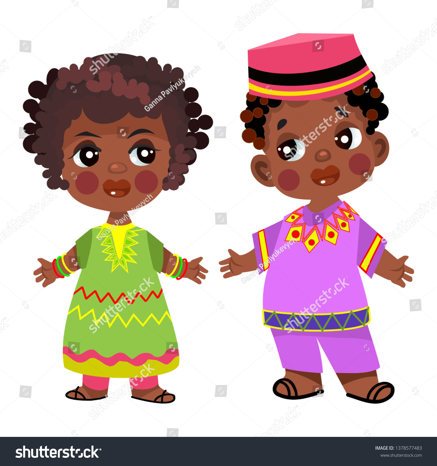 Cartoon Children Traditional Dress Isolated On Stock Vector (Royalty ...