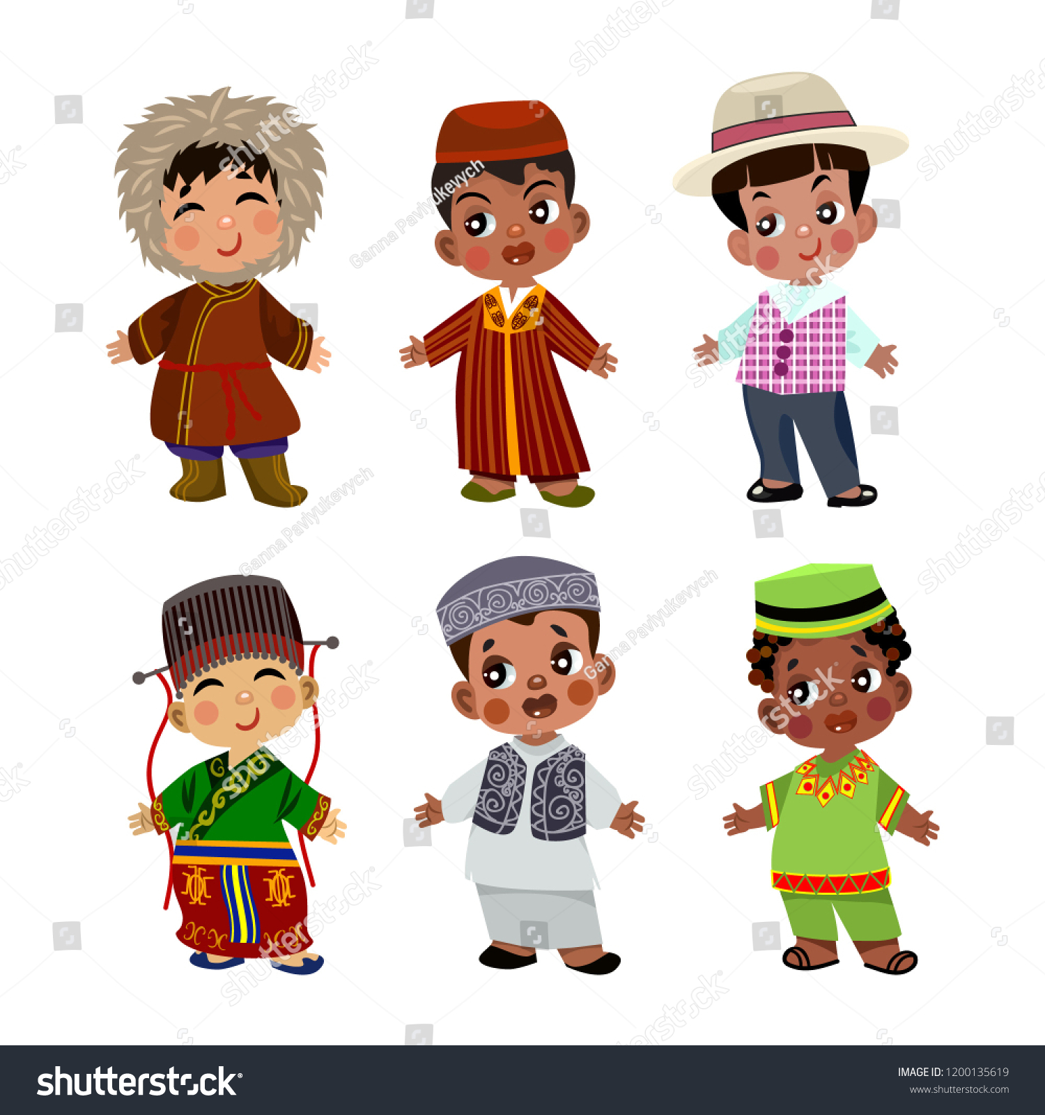 Cartoon Children Traditional Dress Isolated On Stock Vector (Royalty ...