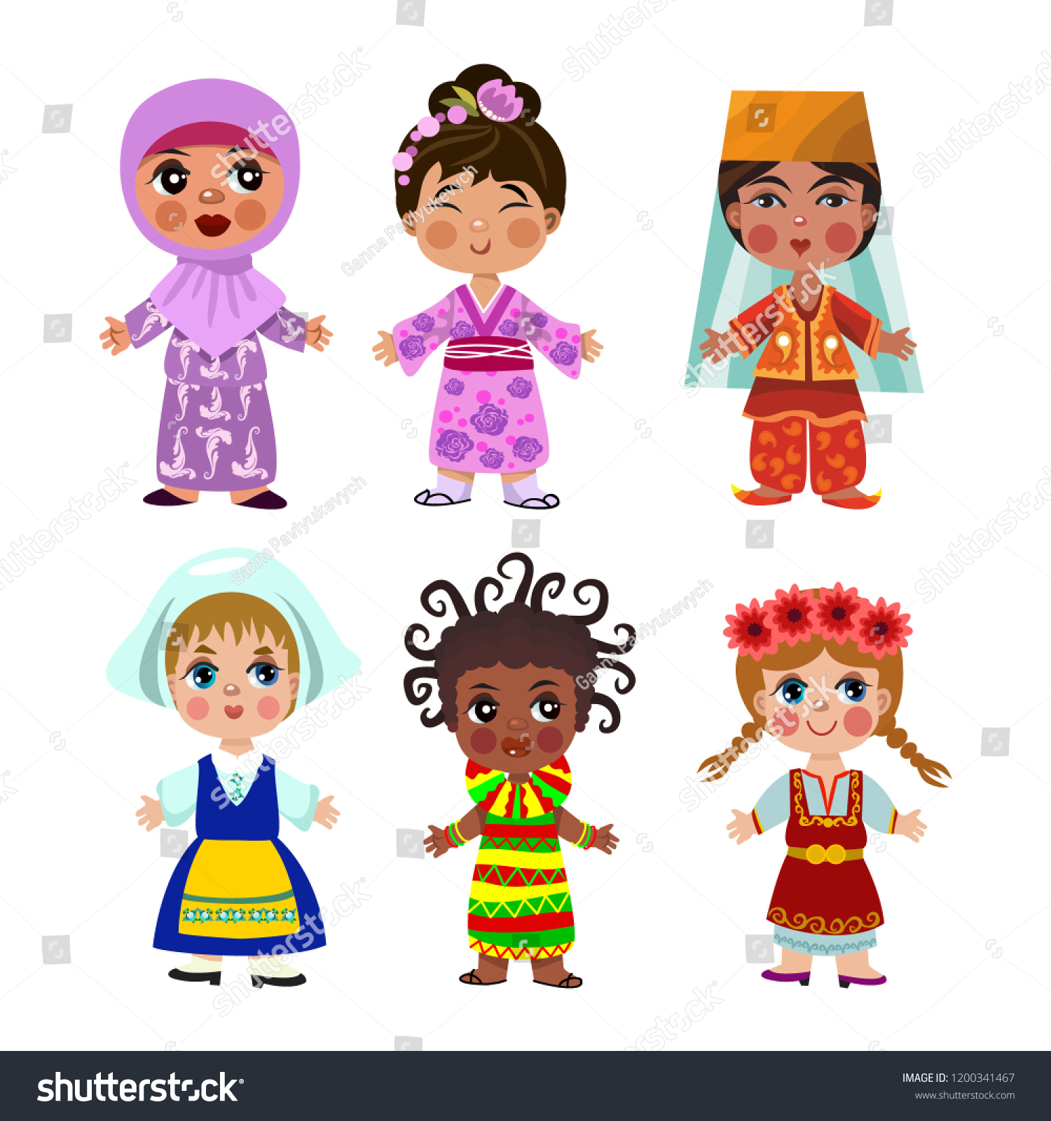 Cartoon Children Traditional Dress Isolated On Stock Vector (Royalty ...