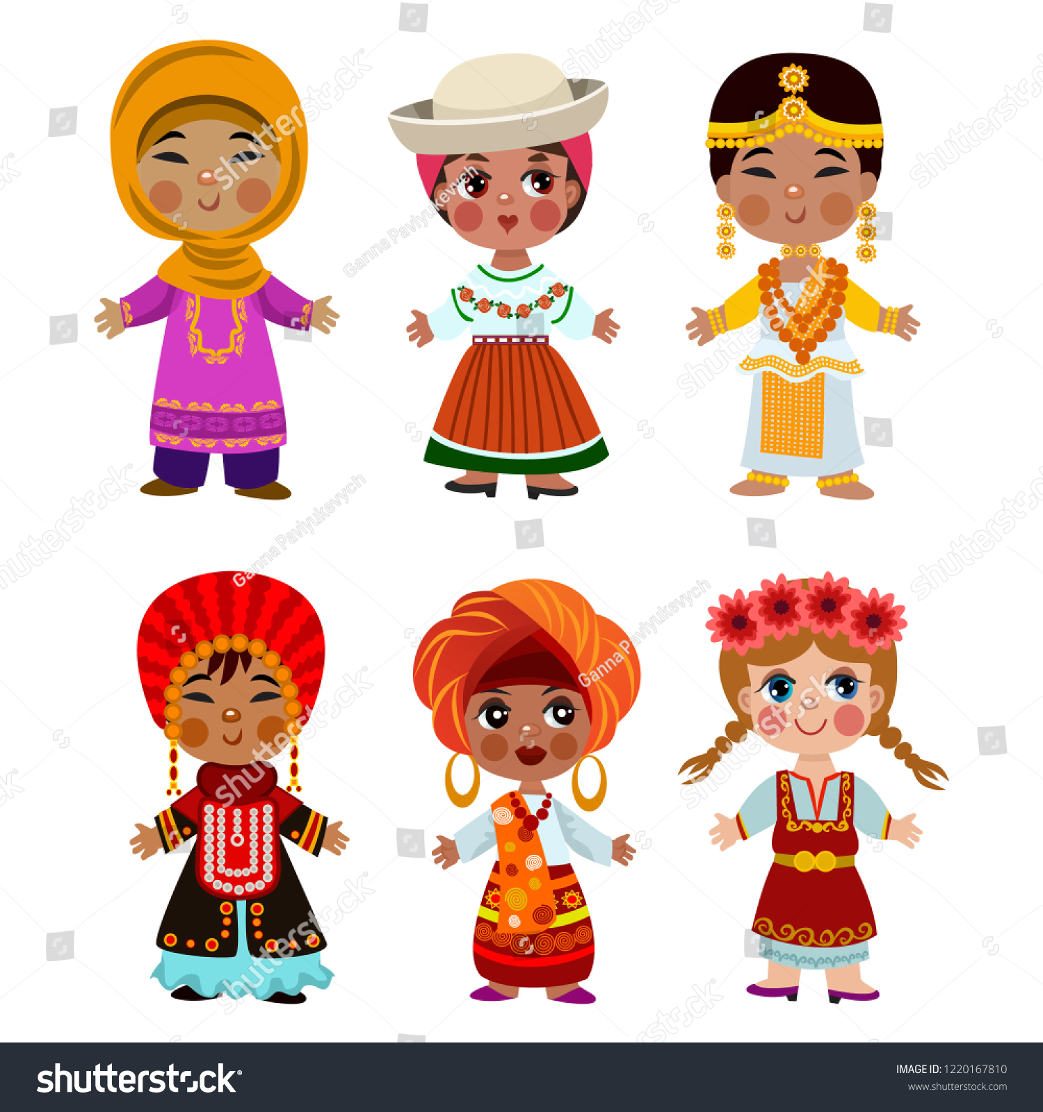 Cartoon Children Traditional Dress Isolated On Stock Vector (Royalty ...