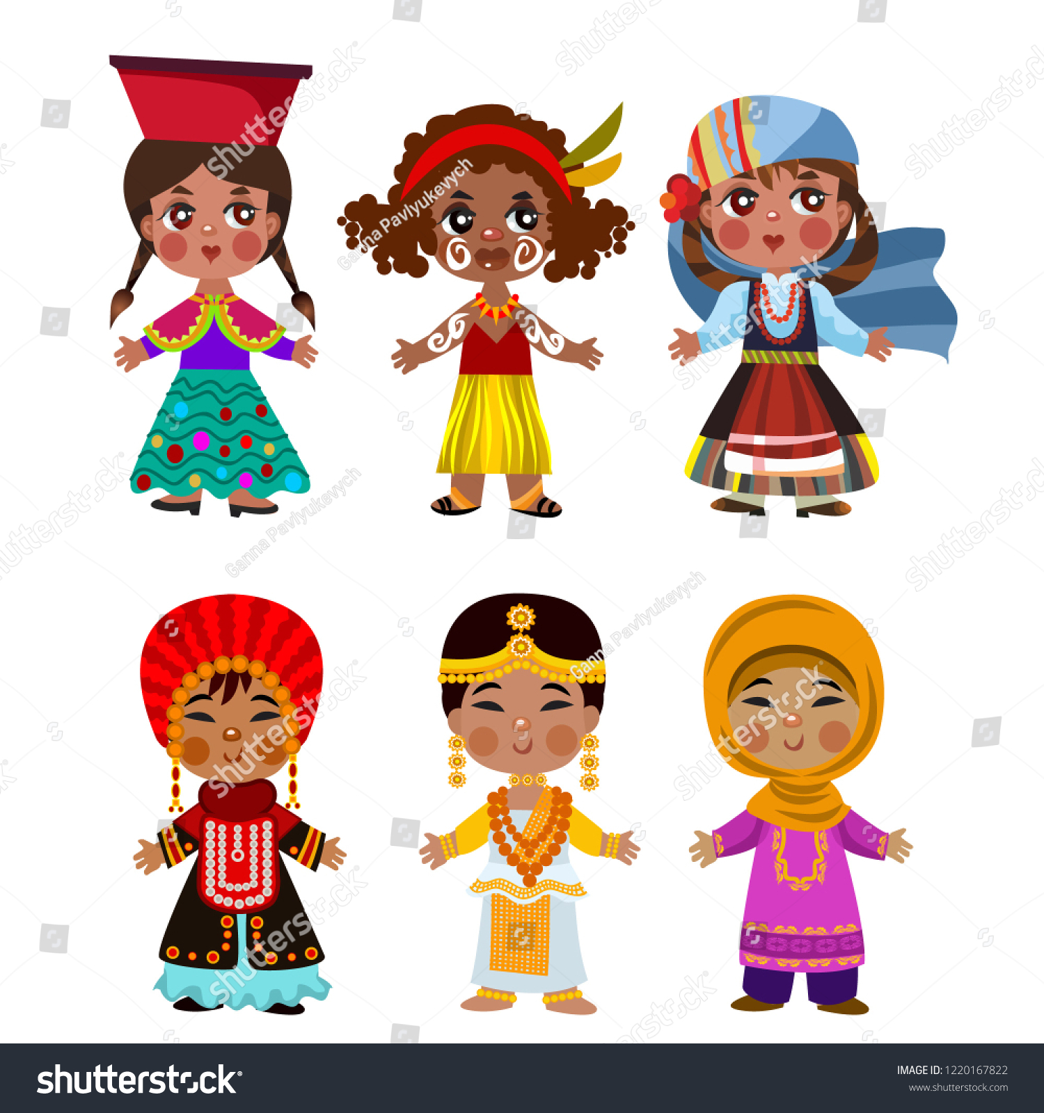 Cartoon Children Traditional Dress Isolated On Stock Vector (Royalty ...