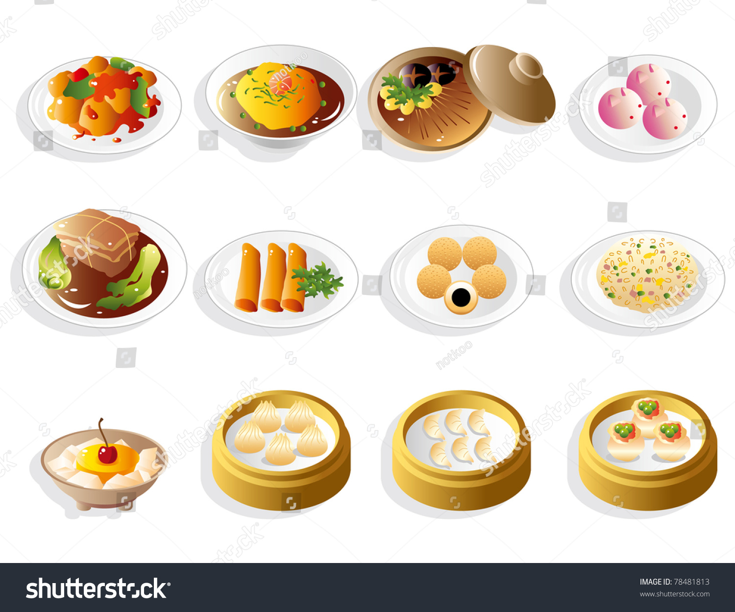 Cartoon Chinese Food Icon Set Stock Vector 78481813 - Shutterstock