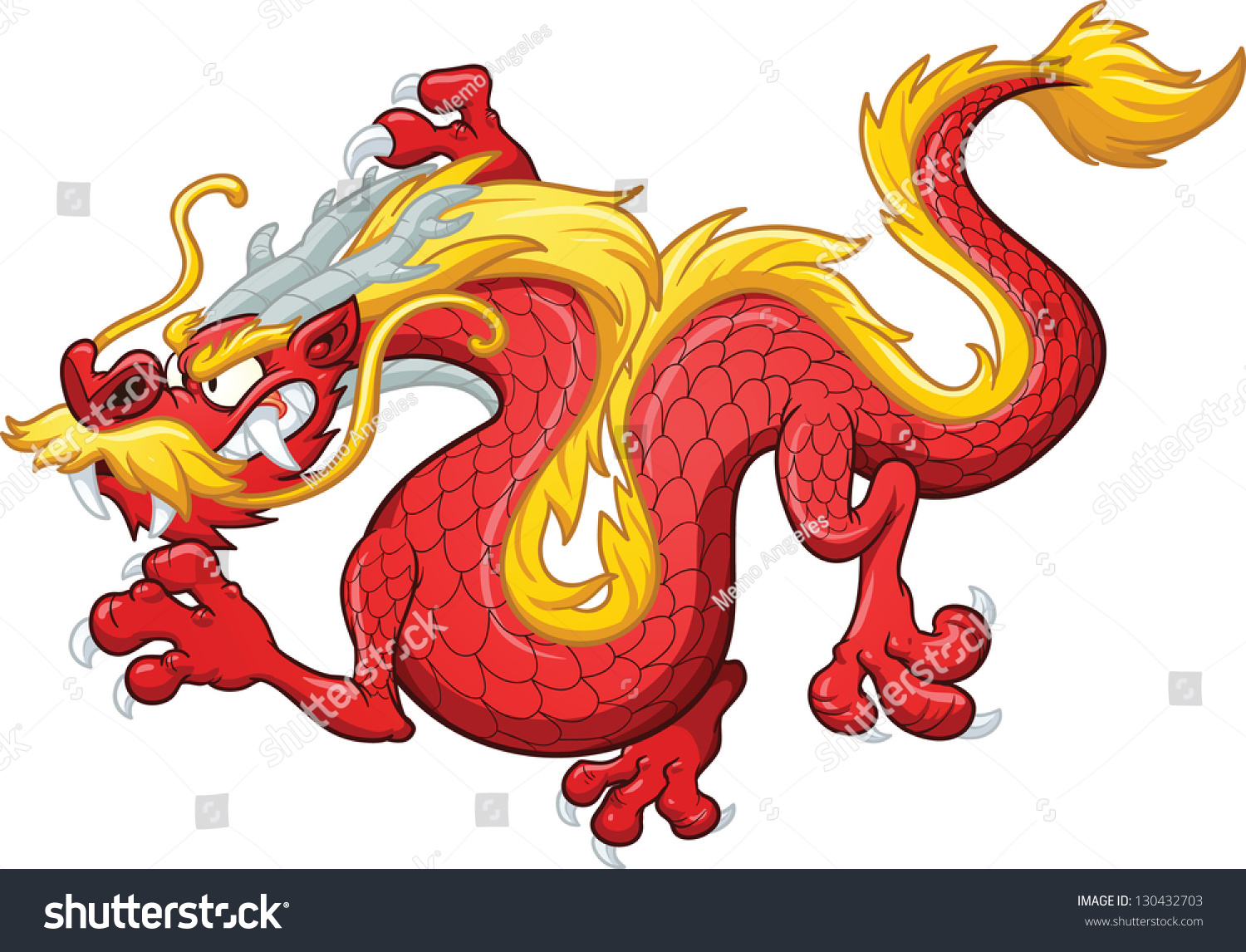 Cartoon Chinese Red Dragon Vector Clip Stock Vector 130432703 ...