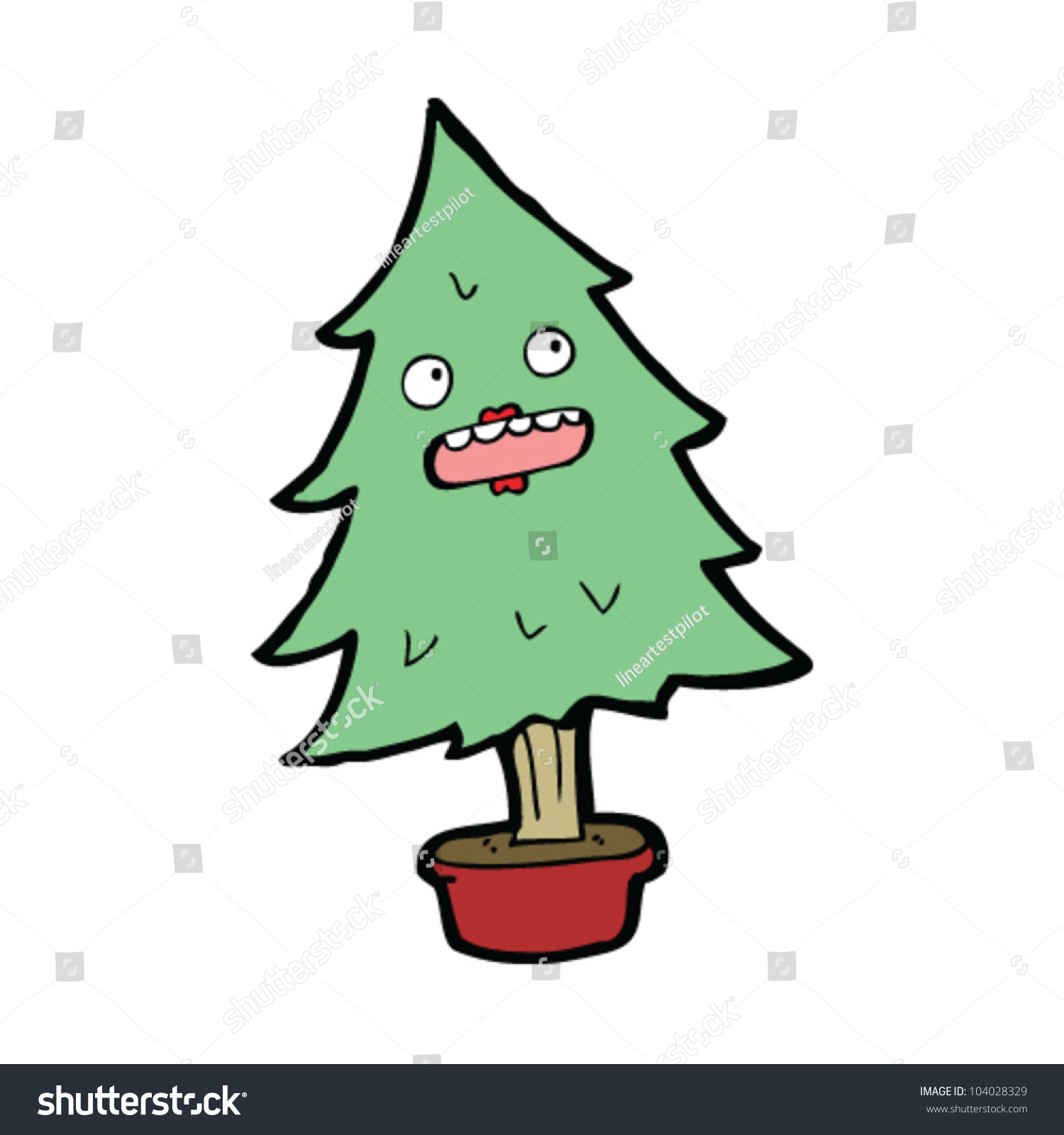 Cartoon Christmas Tree Character Stock Vector (Royalty Free) 104028329 ...