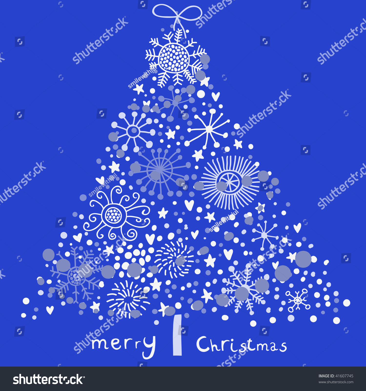 Cartoon Christmas Tree In Blue Stock Vector Illustration 41607745 ...