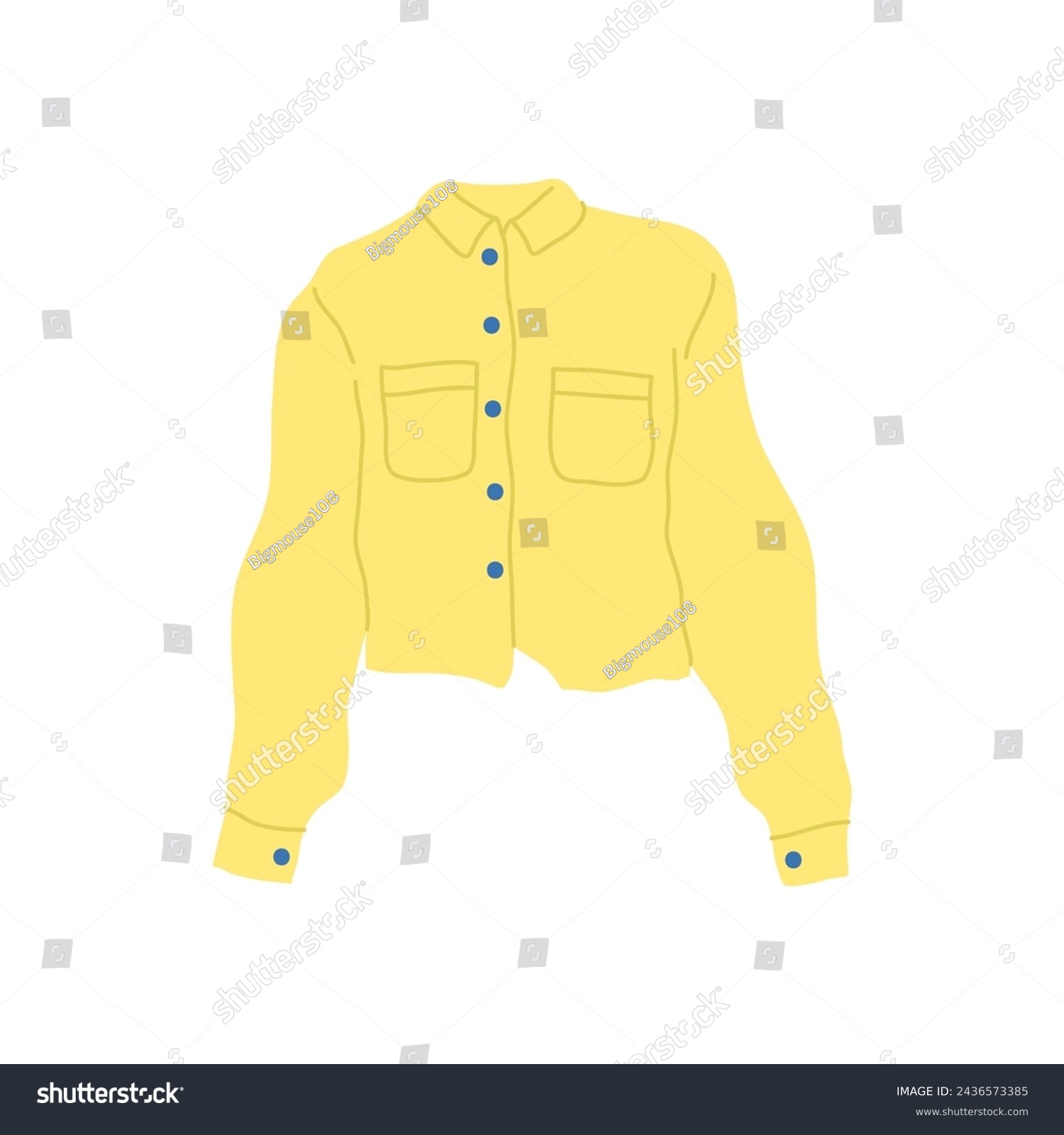 SVG of Cartoon Clothe Female Yellow Jacket Concept Flat Design Style Isolated on a White Background. Vector illustration svg