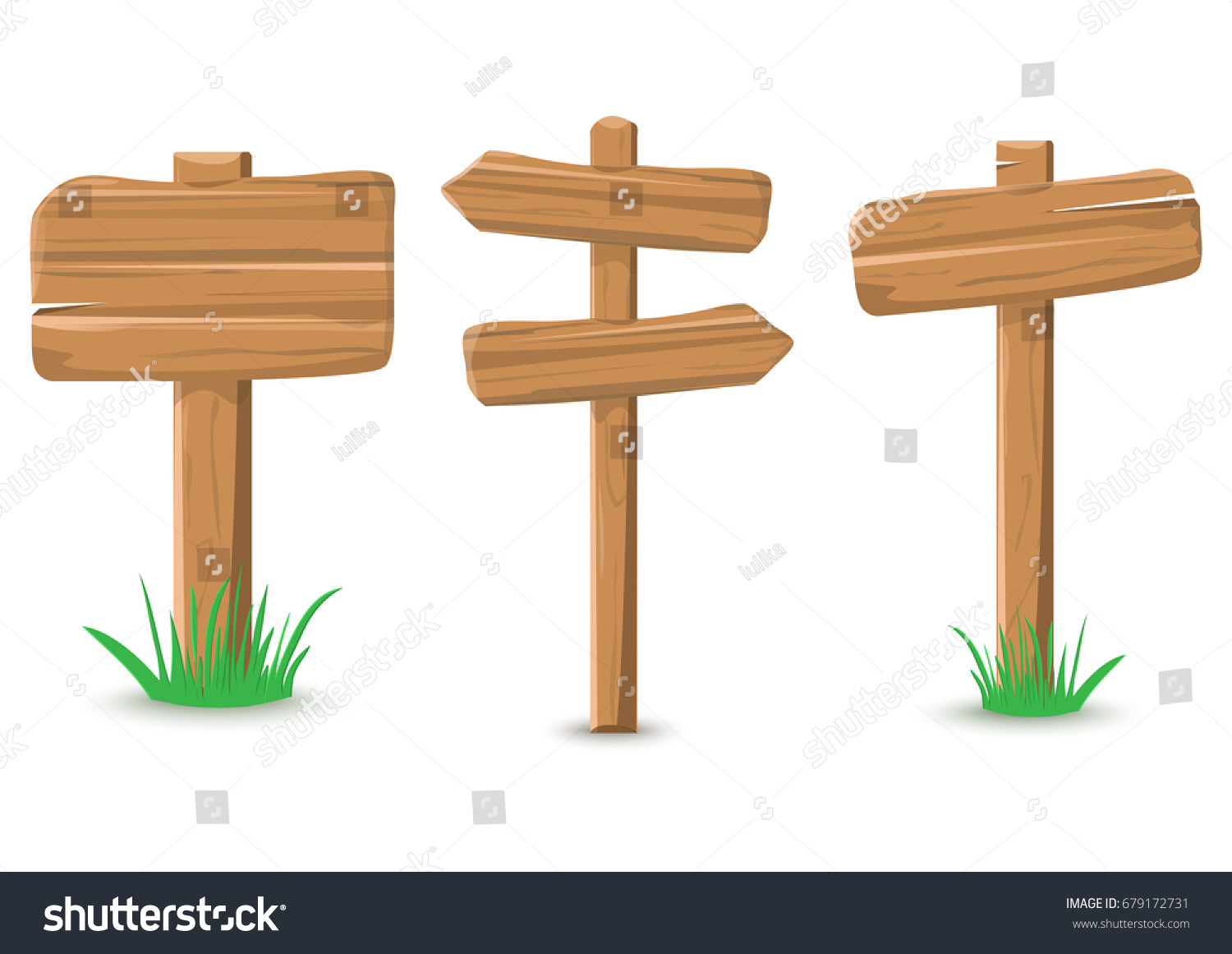 Cartoon Colored Wooden Signposts Vector Illustration Stock Vector ...