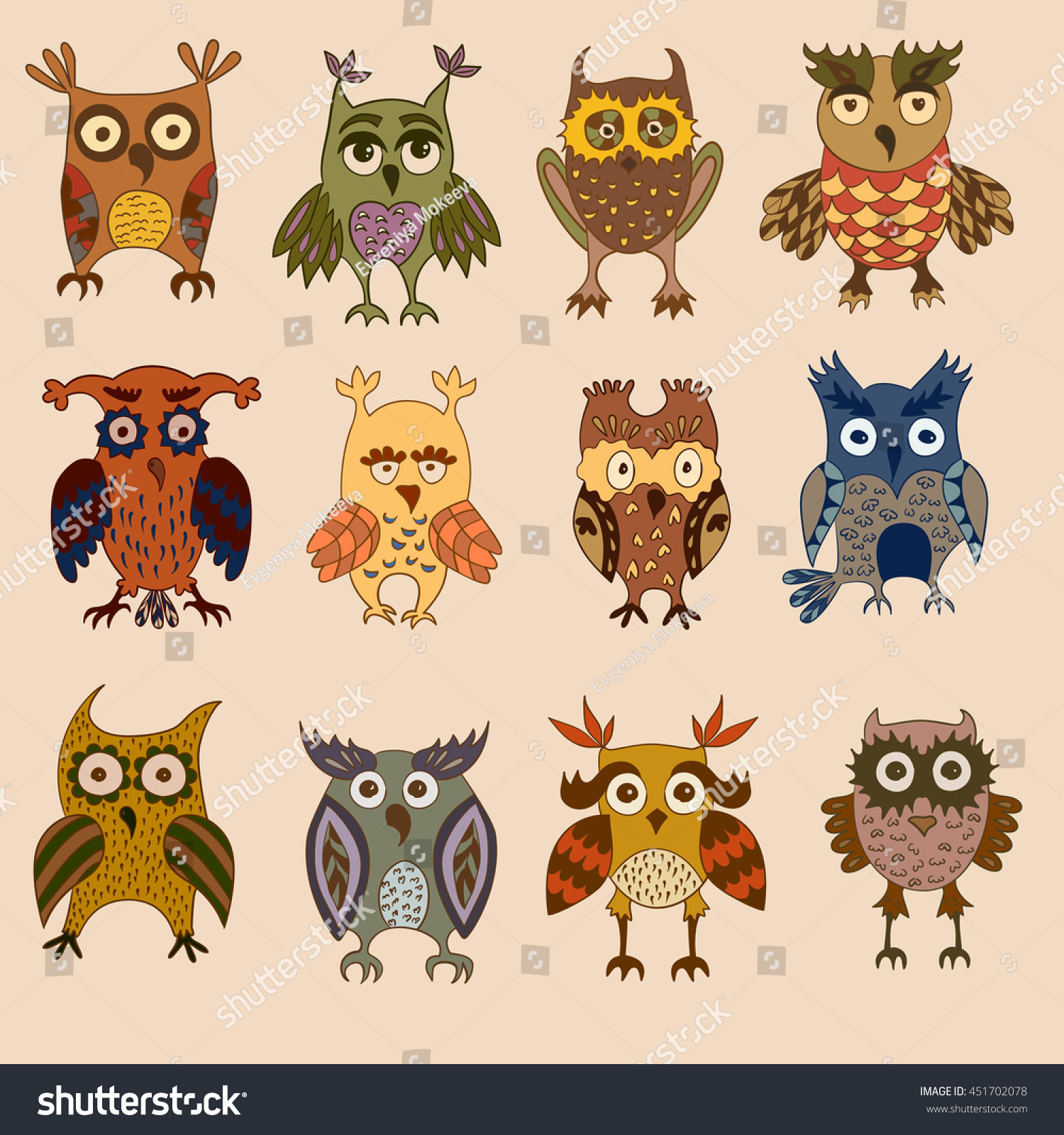 Cartoon Colorful Owls Owlets Birds Logo Vector De Stock Libre De Regalías 451702078 3565