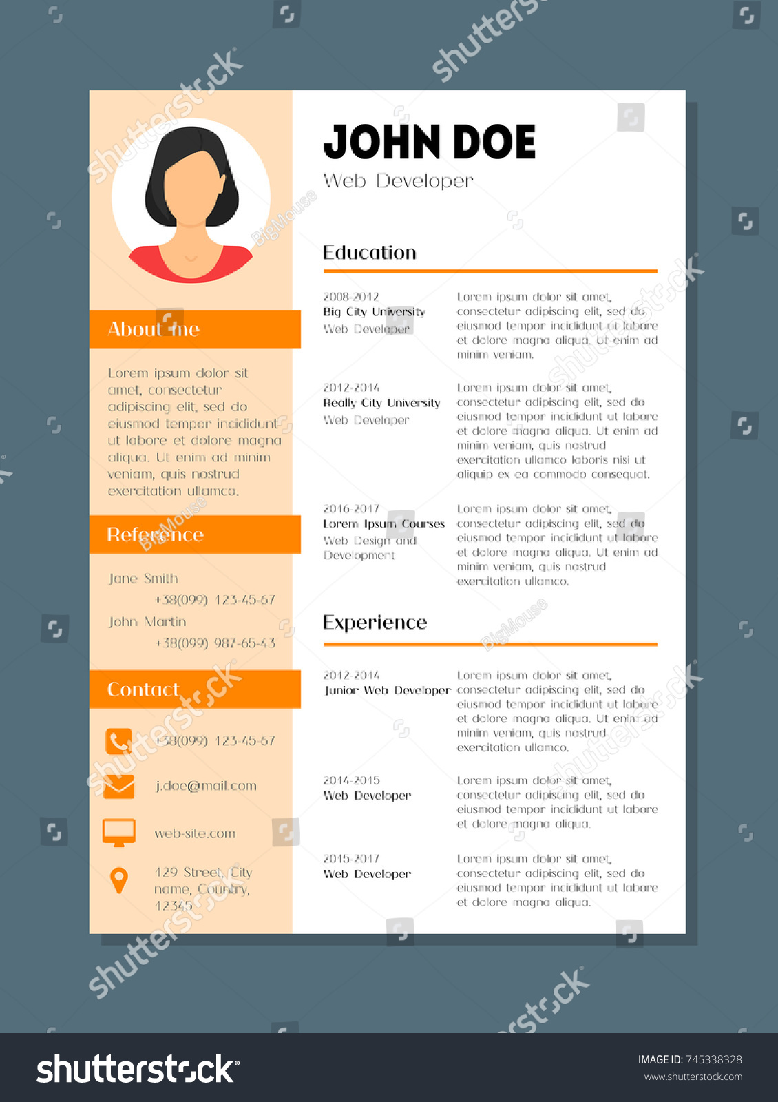 Cartoon Company Application Cv - Stock Vector Cartoon Company Application Cv Female Resume Template Card Poster Flat Style Design Skill 745338328