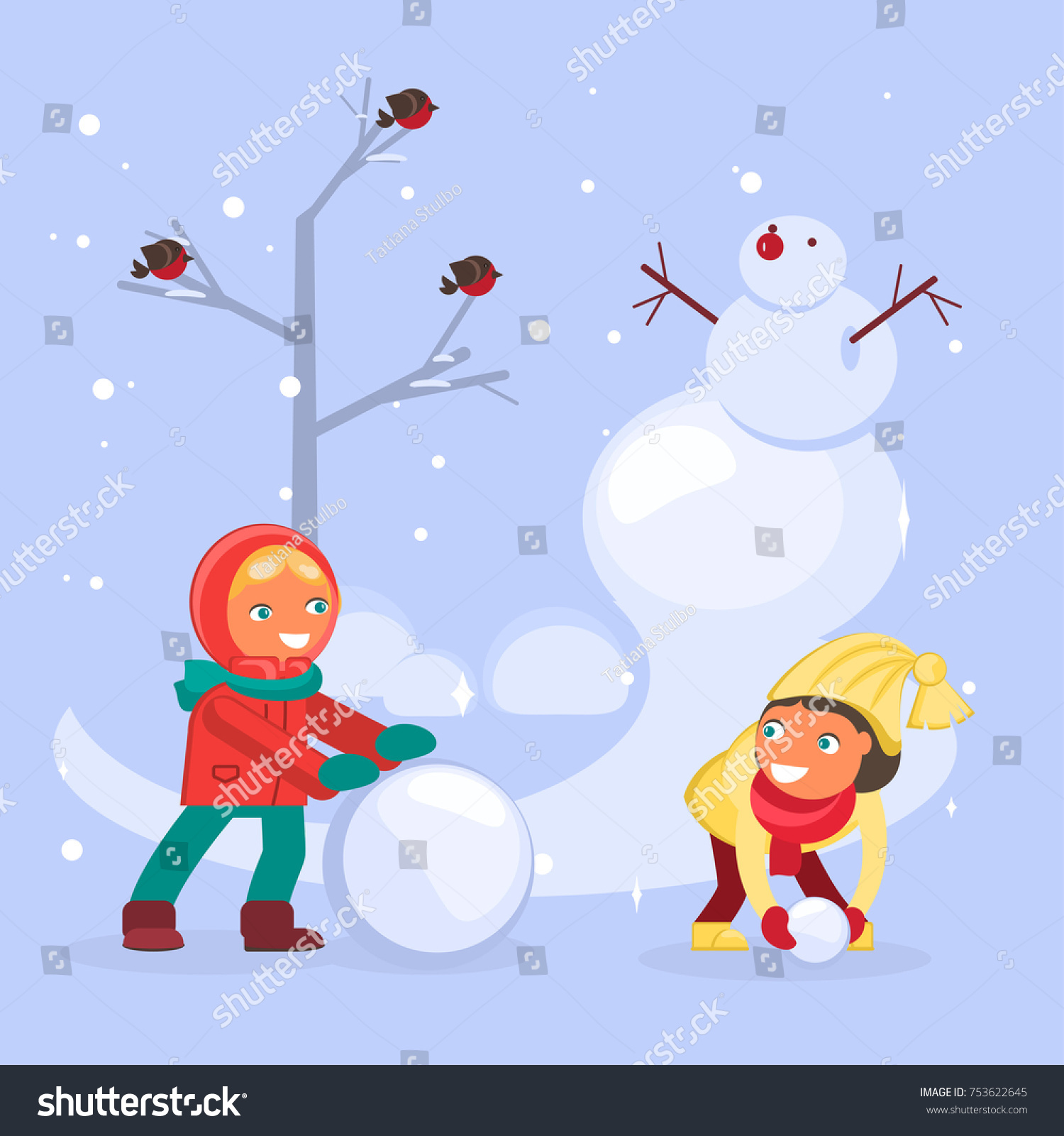 Cartoon Concept Cute Kids Playing Outside Stock Vector (Royalty Free ...