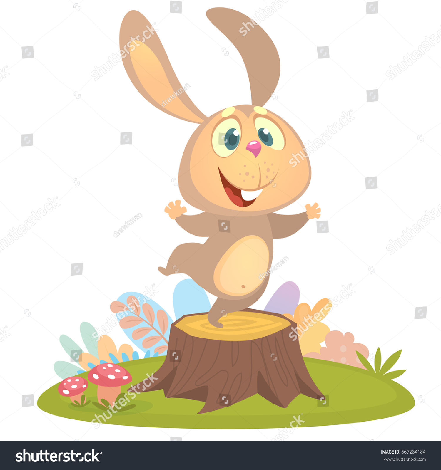 Cartoon Cool Little Bunny Rabbit Dancing Stock Vector (Royalty Free ...