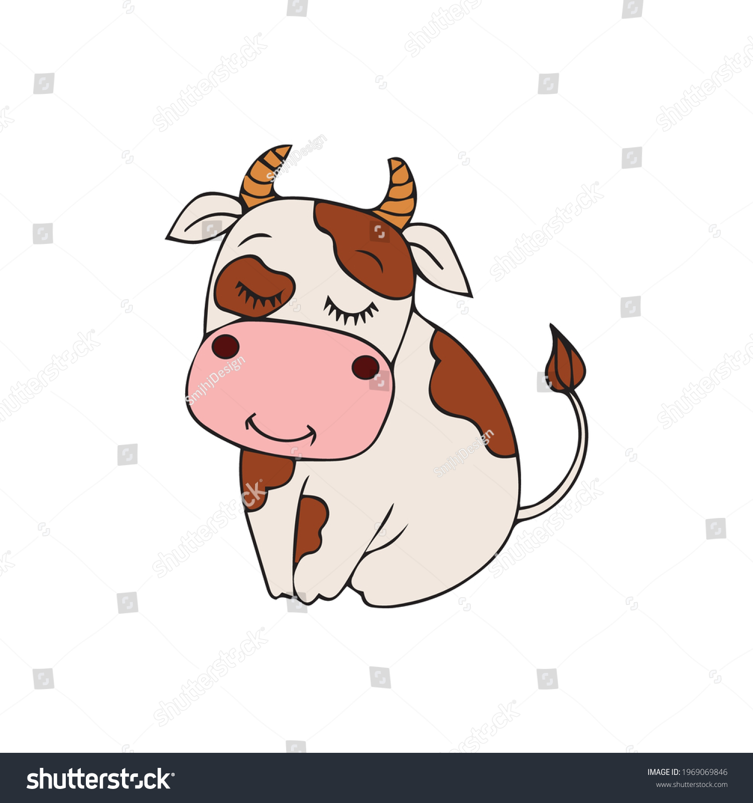 Cartoon Cow Vector Illustration Childrens Book Stock Vector (Royalty ...