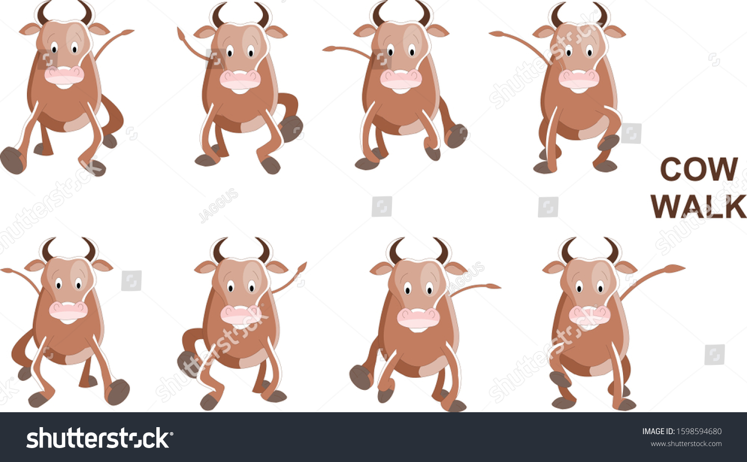 Cartoon Cow Walk Cycle Frames Animation: เวกเตอร์สต็อก (ปลอดค่า ...