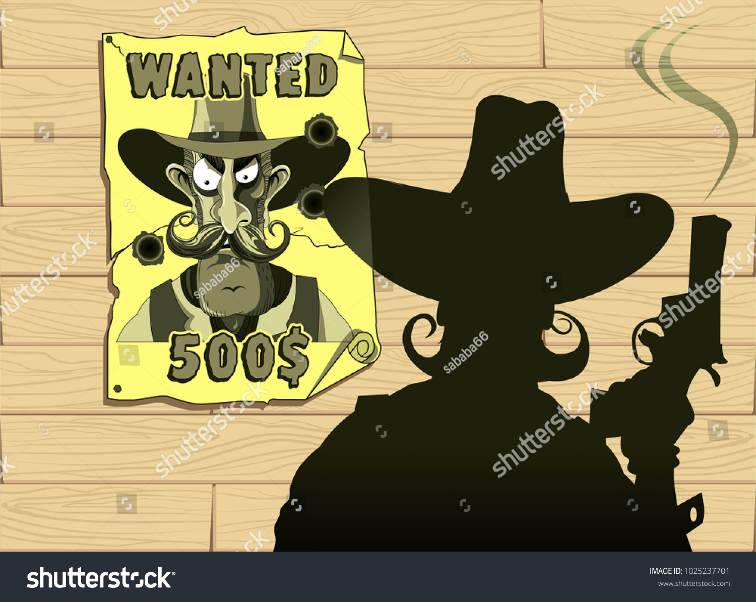 Cartoon Cowboy Wanted Poster Old West Stock Vector Royalty Free 1025237701 9746