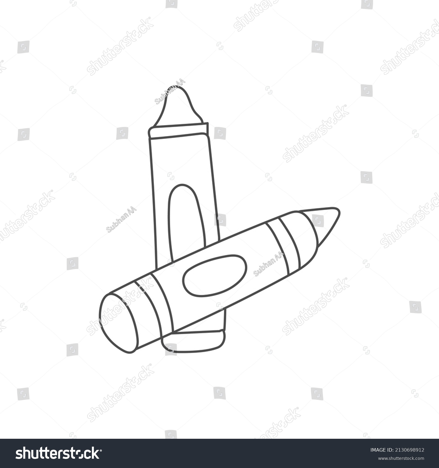 Cartoon Crayon Outline Hand Drawn Illustration Stock Vector (Royalty ...