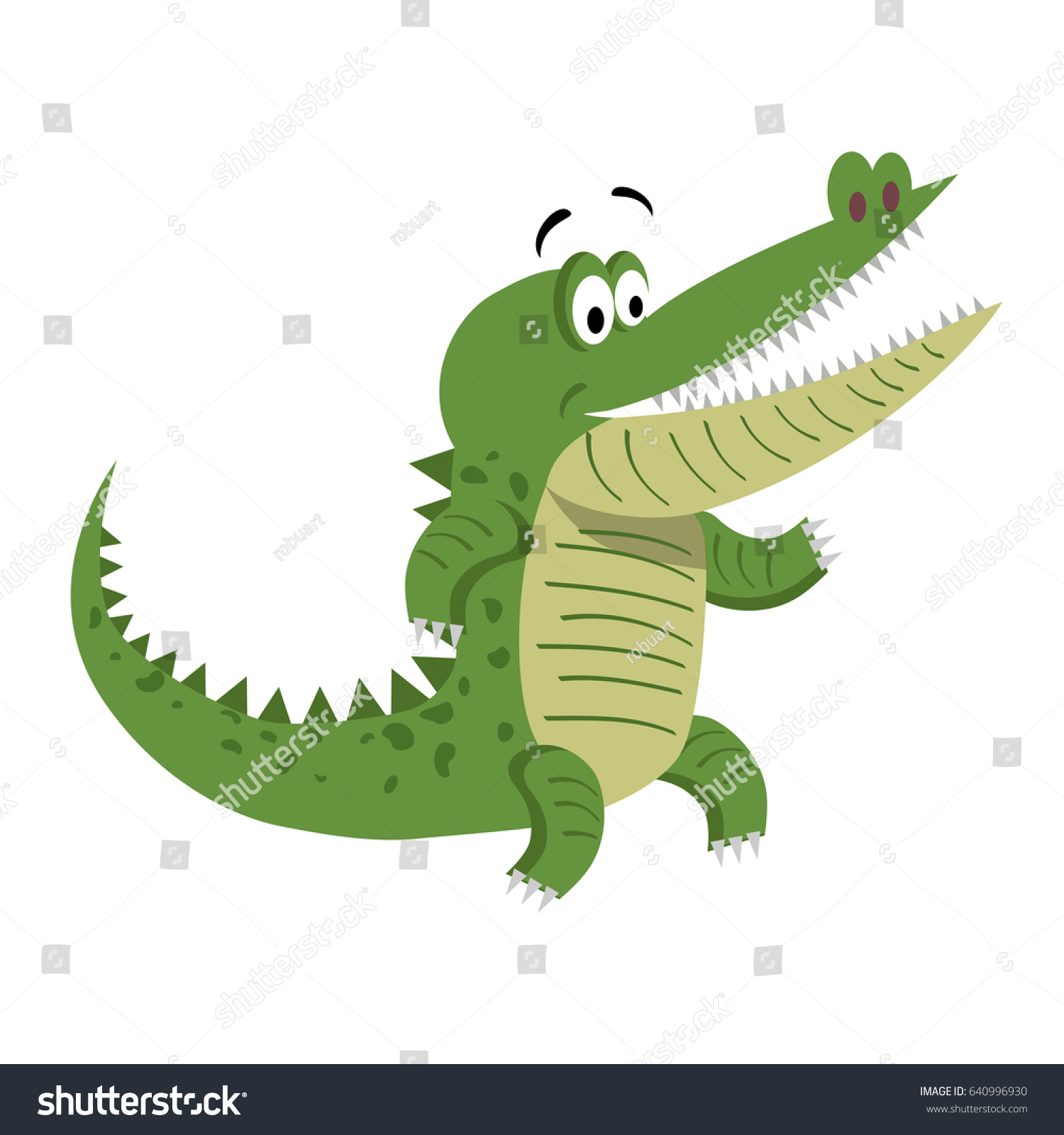 Cartoon Crocodile Standing Wide Open Mouth Stock Vector 640996930 ...