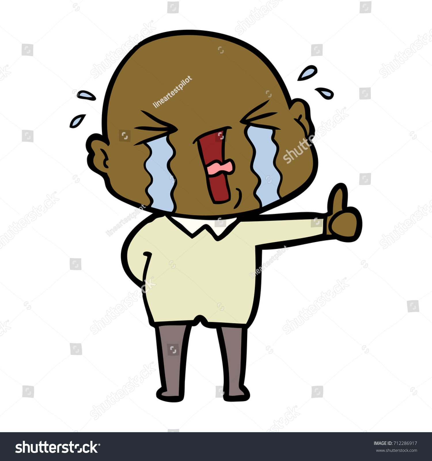 Cartoon Crying Bald Man Stock Vector (Royalty Free) 712286917