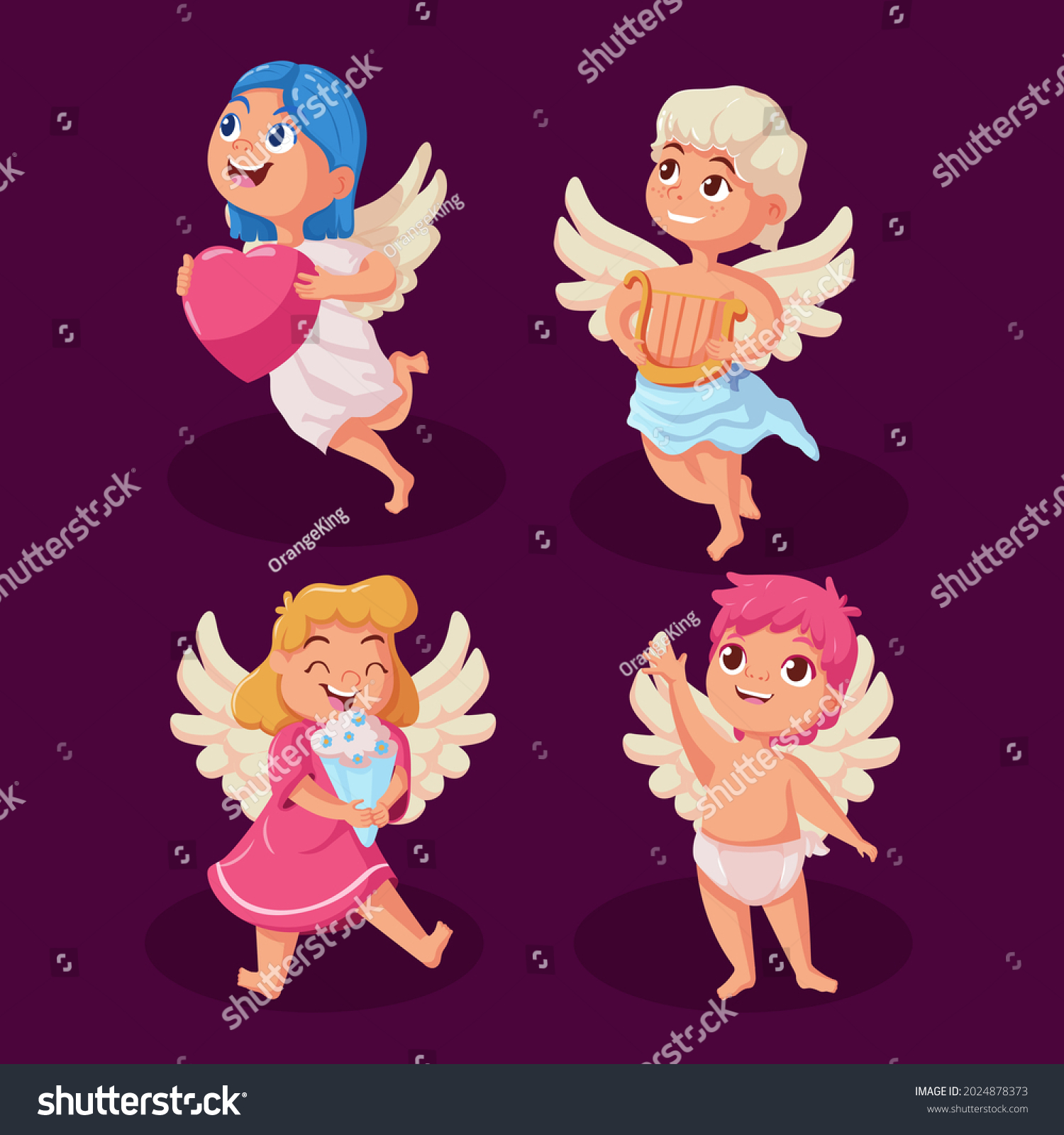 Cartoon Cupid Character Collection Angel Heart Stock Vector Royalty Free 2024878373 Shutterstock 9463