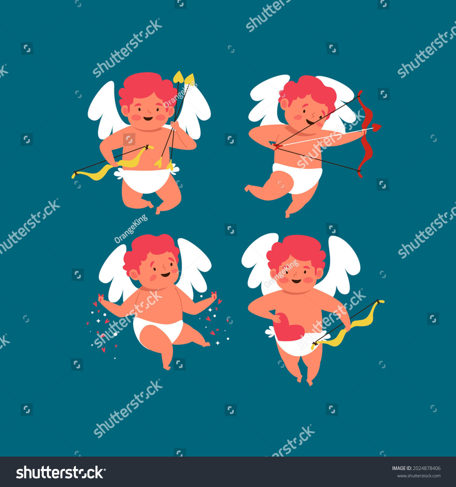 Cartoon Cupid Character Collection Angel Heart Stock Vector Royalty Free 2024878406 Shutterstock 8027