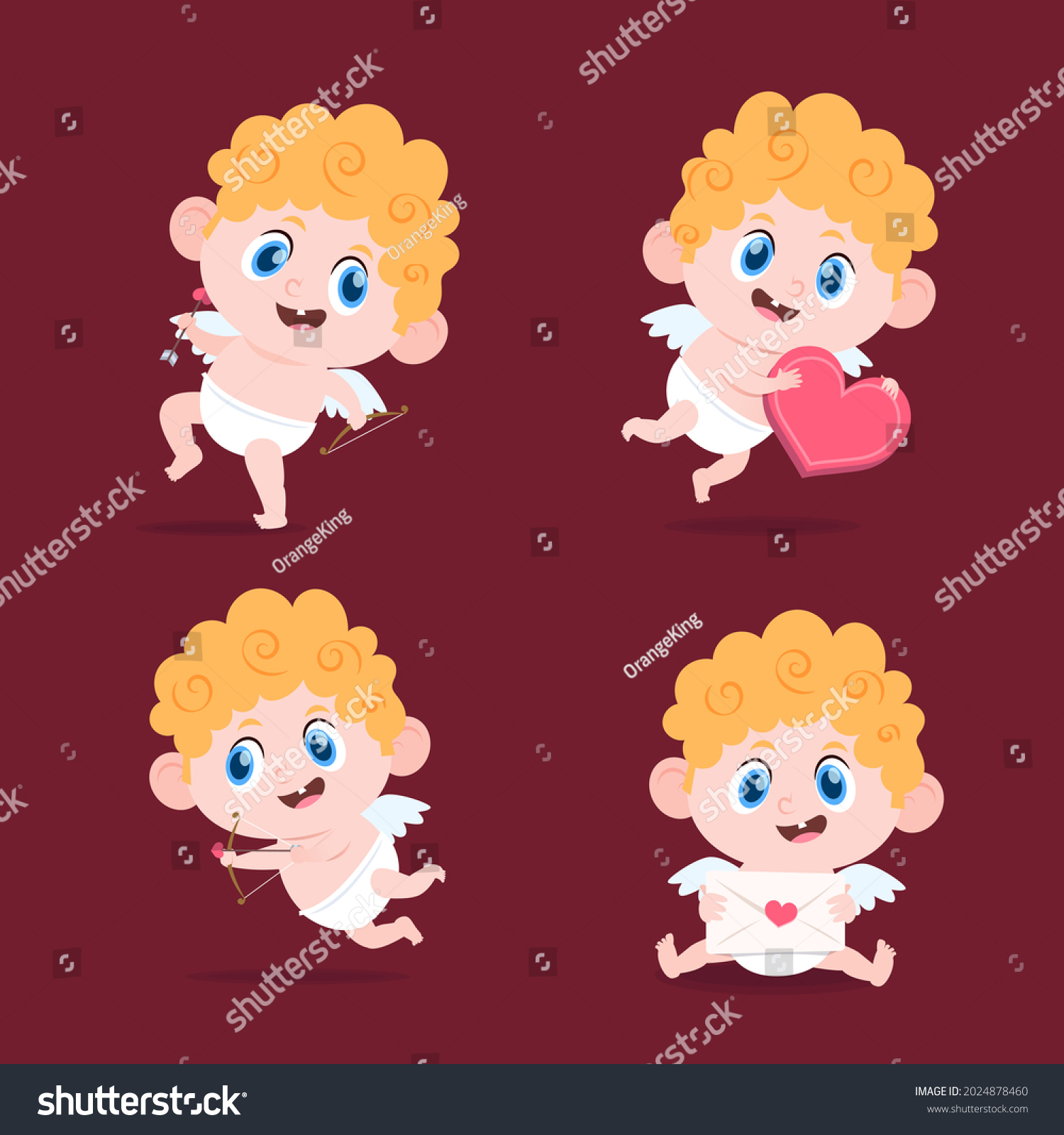 Cartoon Cupid Character Collection Angel Heart Stock Vector Royalty Free 2024878460 Shutterstock 0180