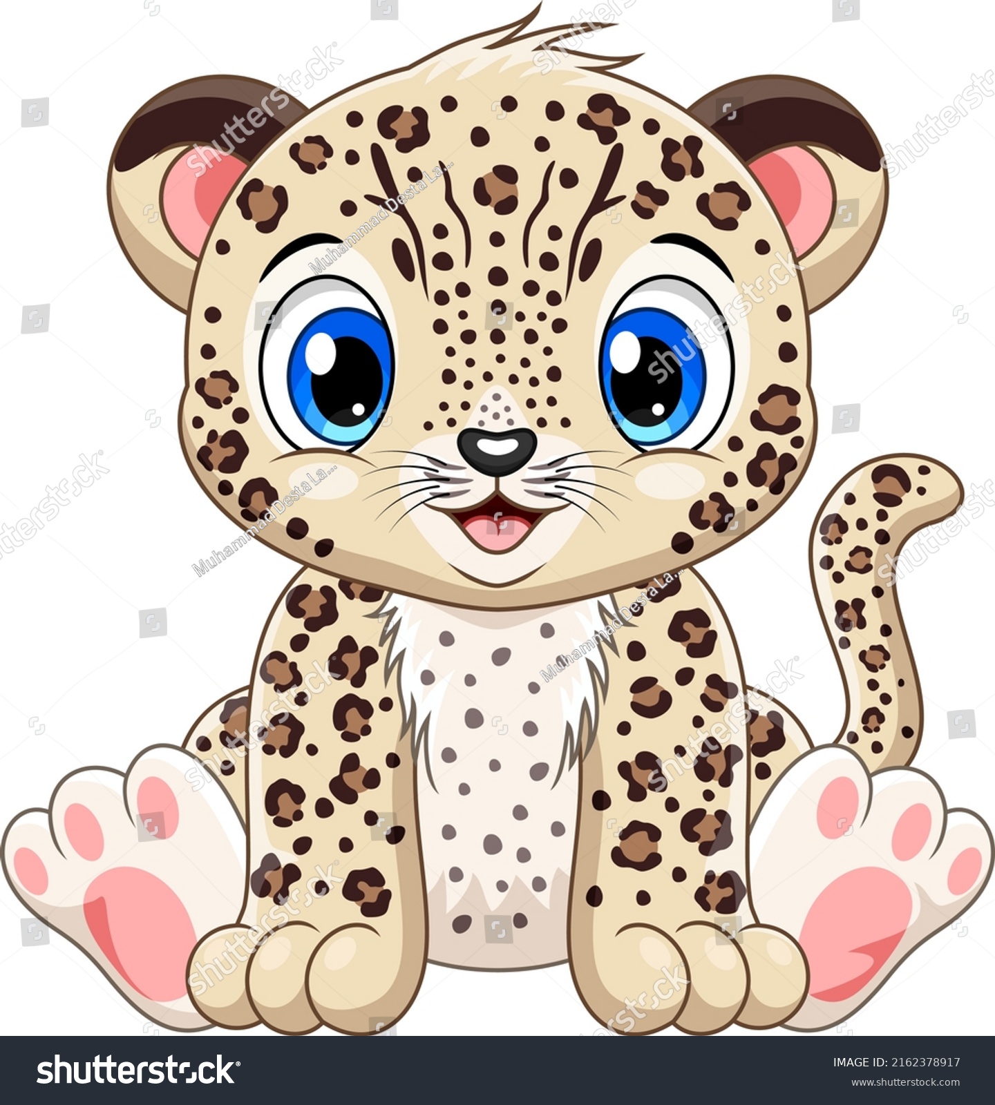 Cartoon Cute Baby Leopard Sitting Stock Vector (Royalty Free ...