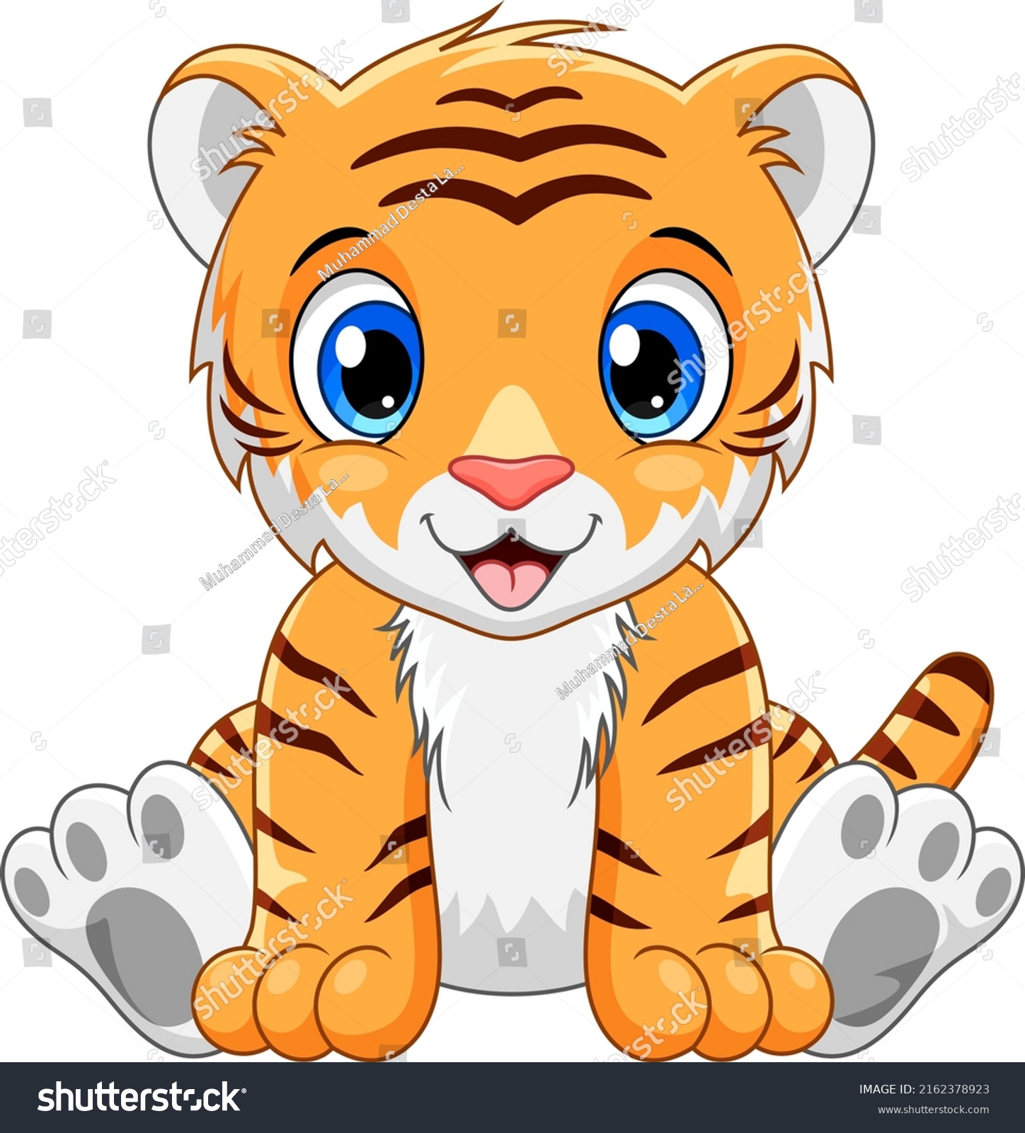 Cartoon Cute Baby Tiger Sitting Stock Vector (Royalty Free) 2162378923 ...