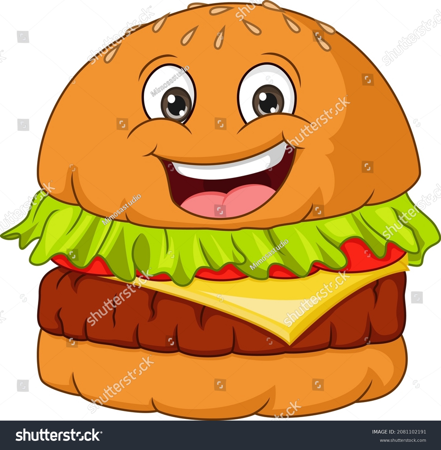 Cartoon Cute Burger Mascot Character Stock Vector (Royalty Free ...