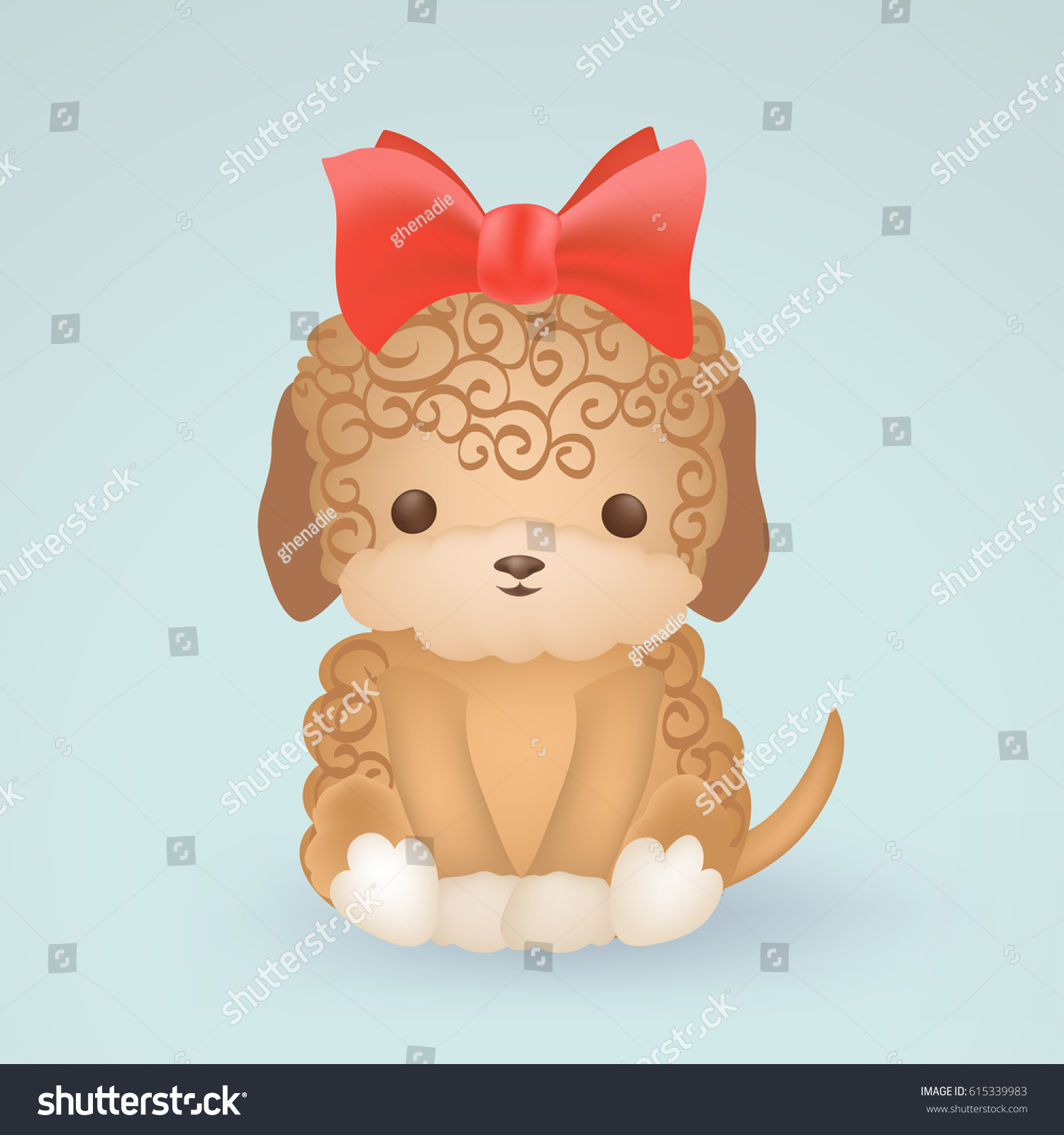 Cartoon Cute Dog Curly Hair Red Royalty Free Stock Image