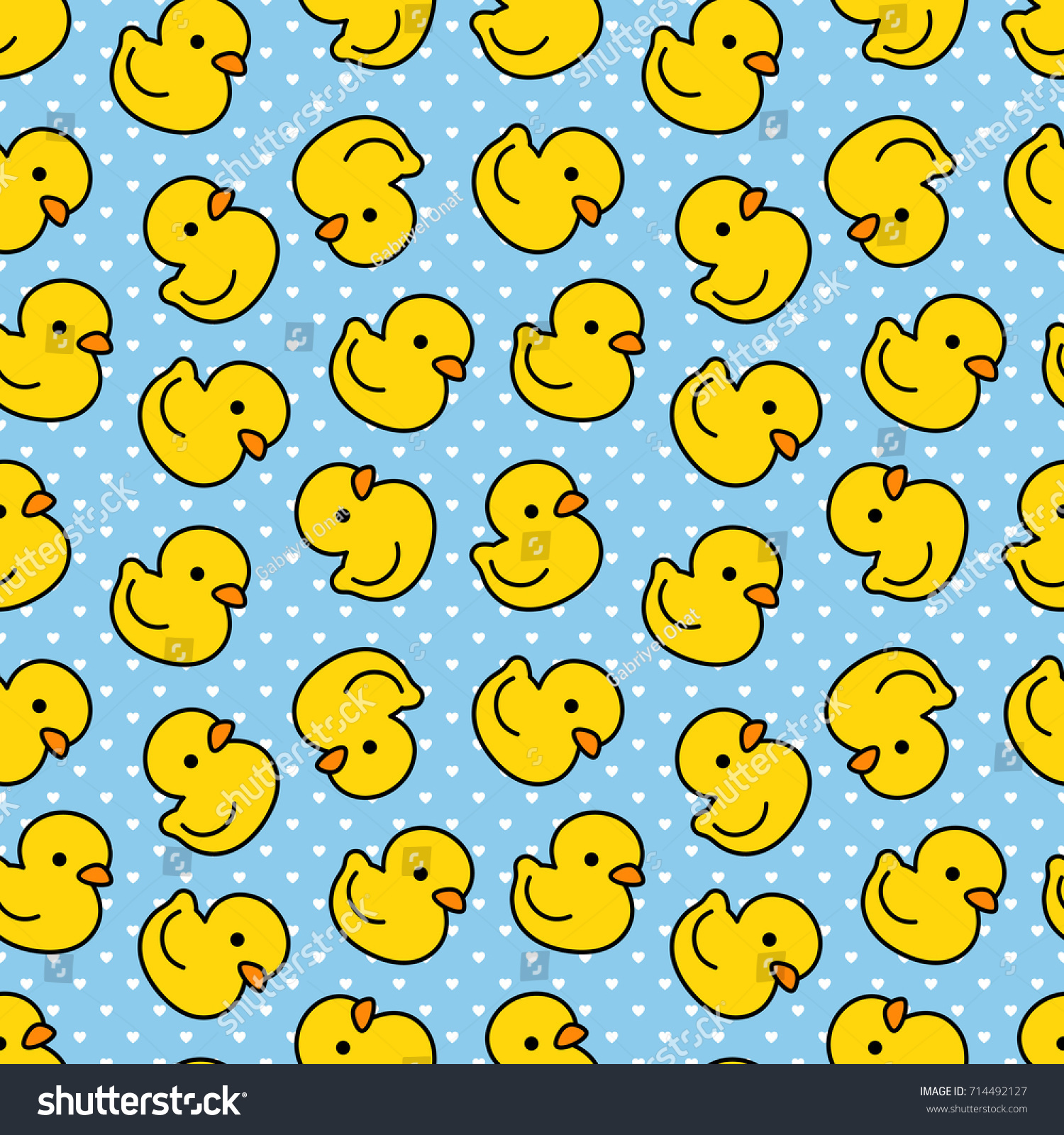 Cartoon Cute Duck Seamless Pattern Background Stock Vector (Royalty