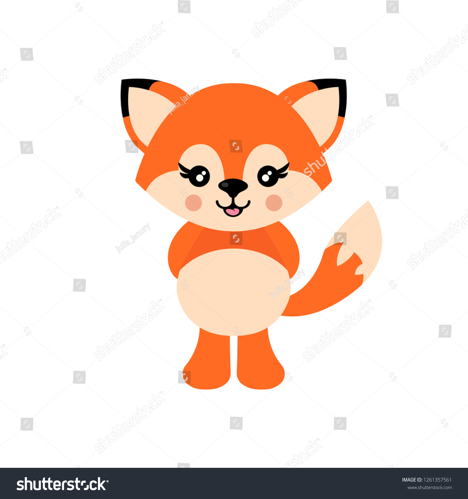 Cartoon Cute Fox Vector Vector De Stock Libre De Regalías 1261357561 Shutterstock 9516