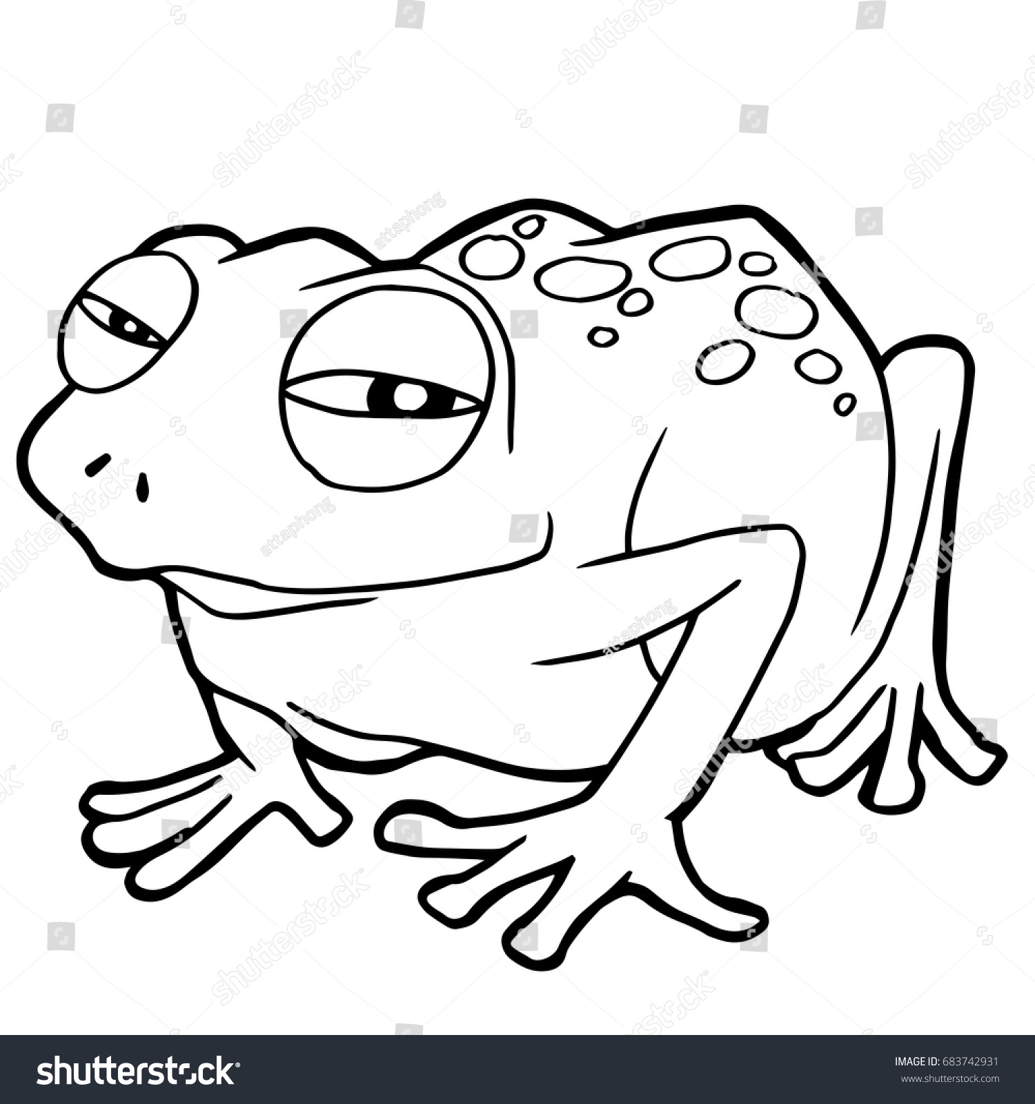 cartoon cute frog coloring page vector illustration