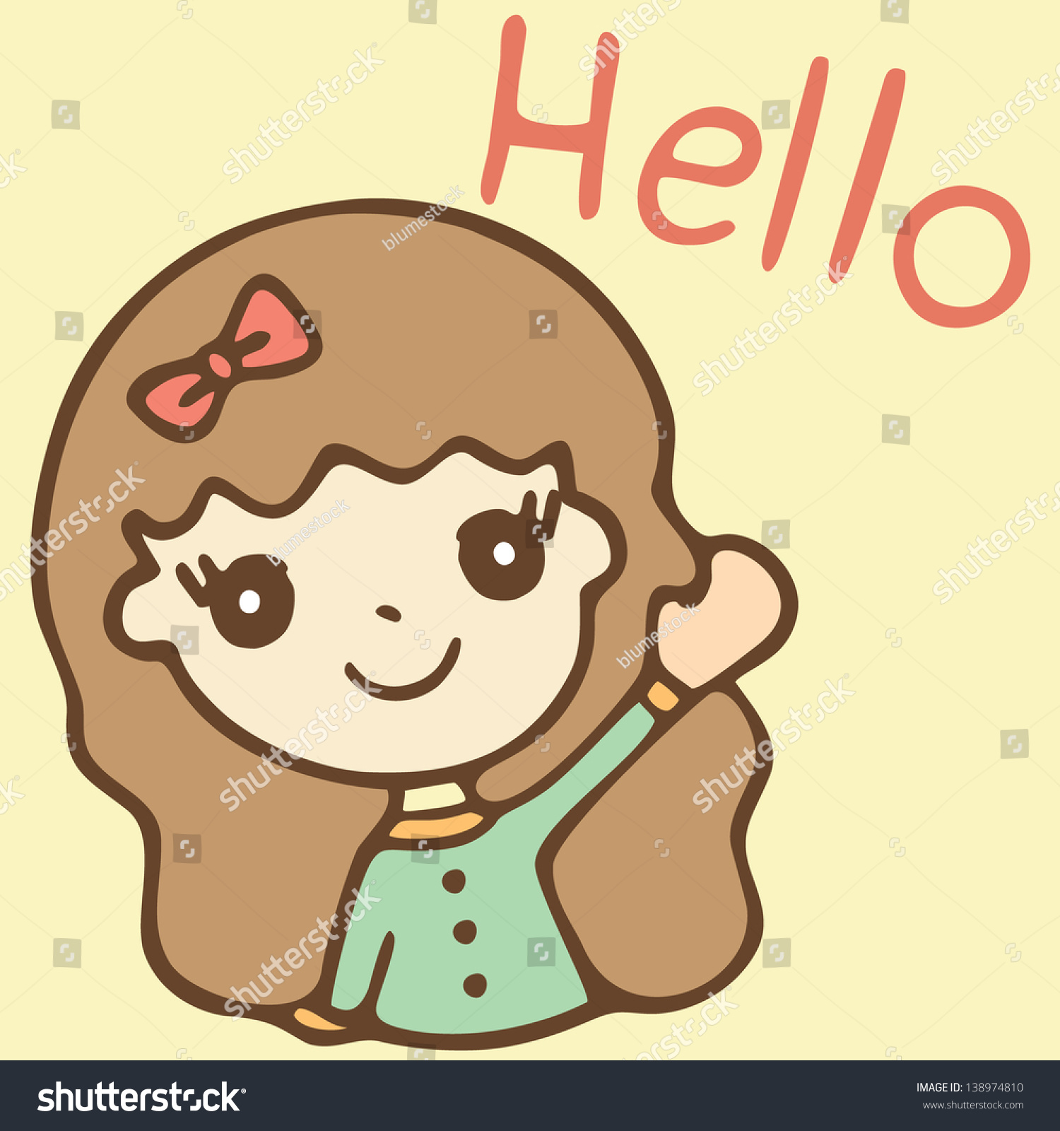 Cartoon Cute Girl Saying Hello Vector Stock Vector 138974810 - Shutterstock