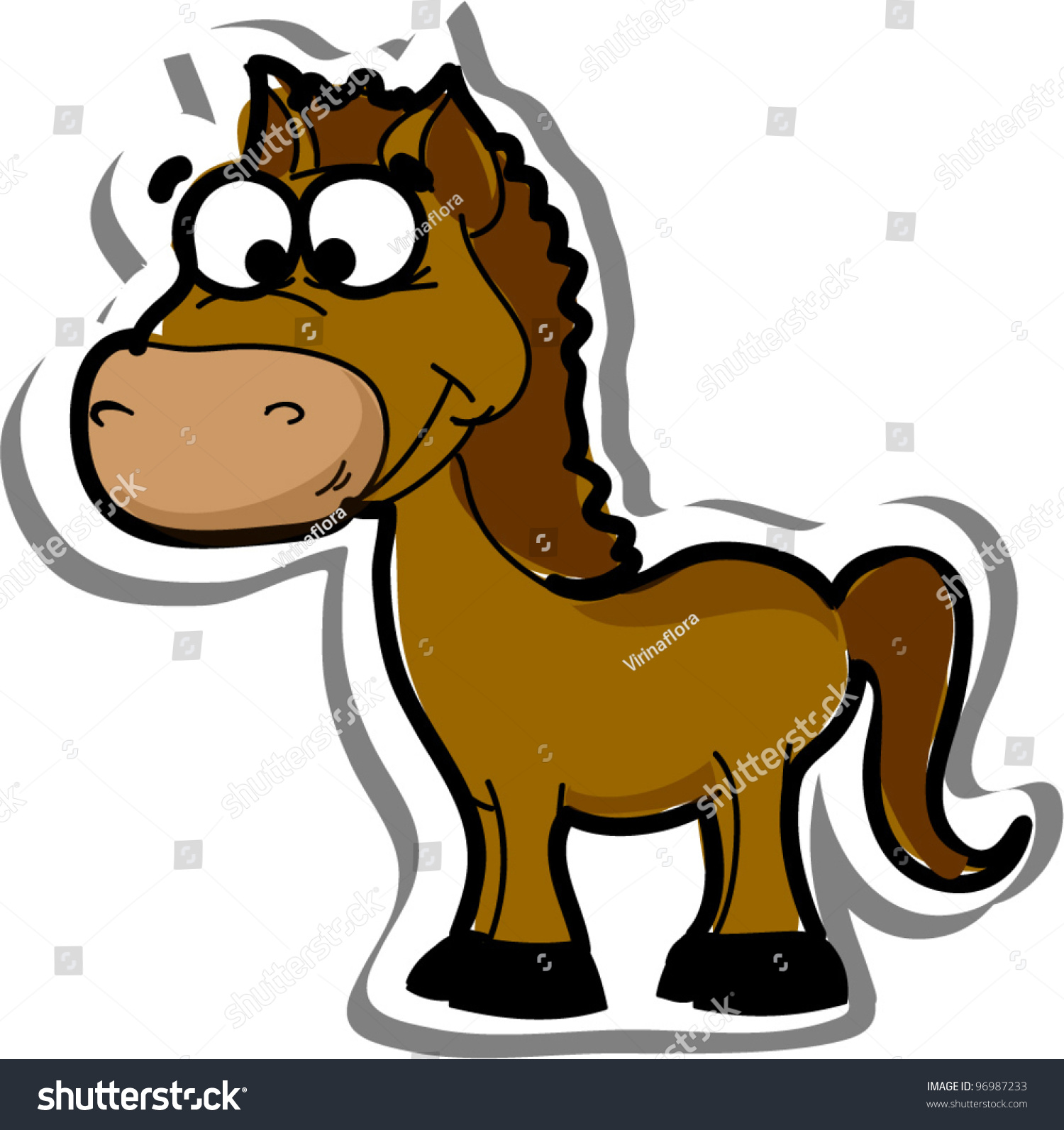 Cartoon Cute Horse Vector Stock Vector (Royalty Free) 96987233