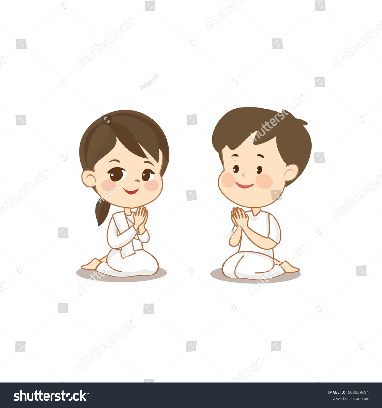 Cartoon Cute Kids White Dress Character Stock Vector (Royalty Free ...