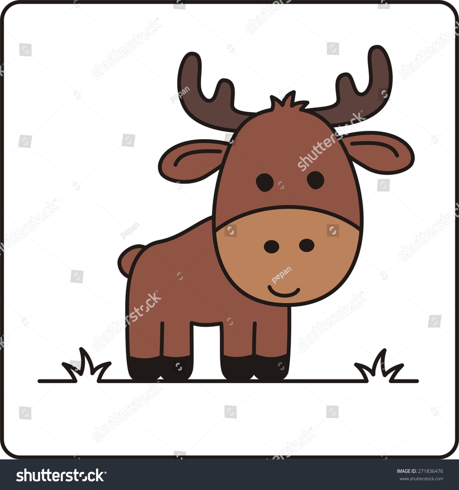 Cartoon Cute Moose Isolated On White Vector De Stock Libre De