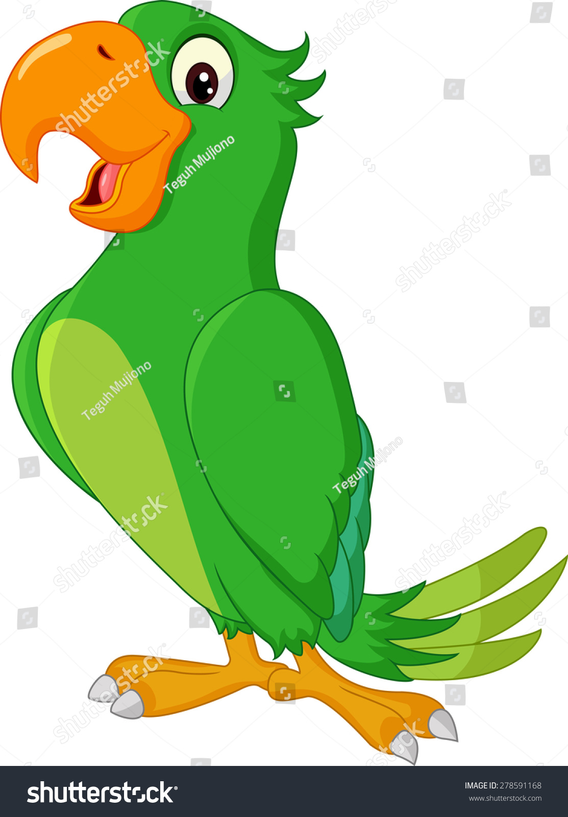 Cartoon Cute Parrot Stock Vector Illustration 278591168 : Shutterstock