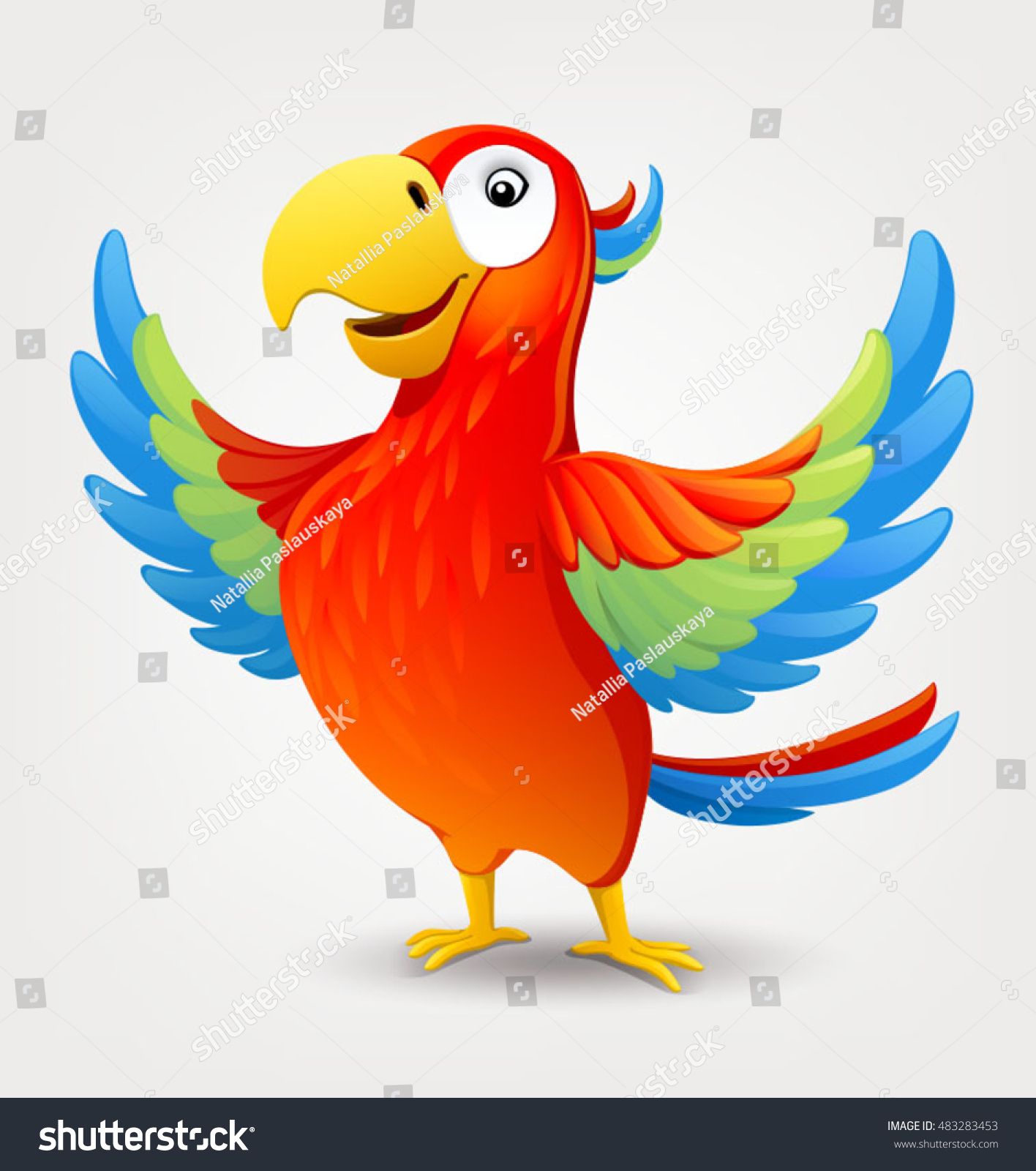 Cartoon Cute Parrot Vector Illustration On Stock Vector 483283453 ...