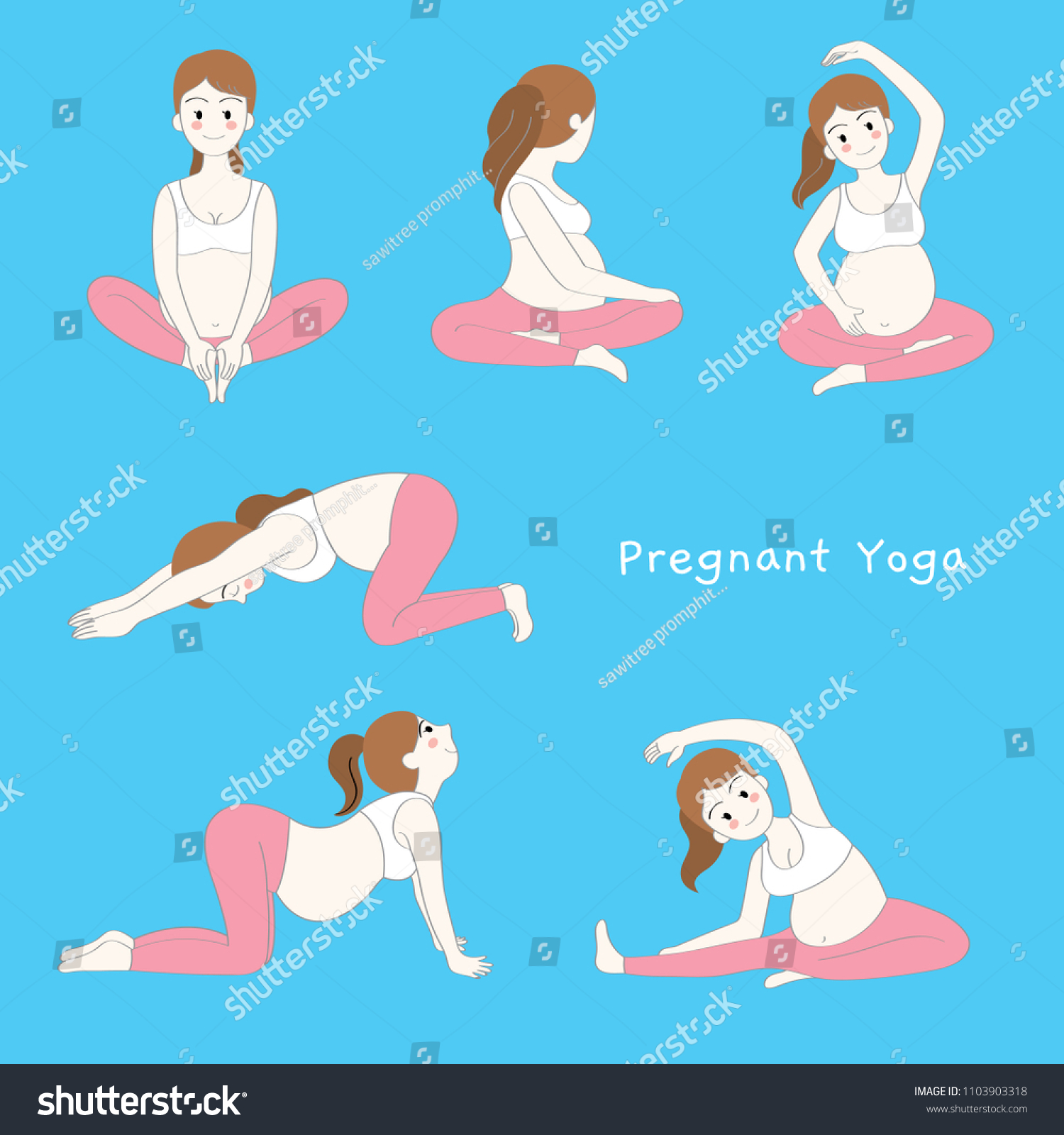 Cartoon Cute Pregnant Yoga Vector Stock Vector (Royalty Free ...