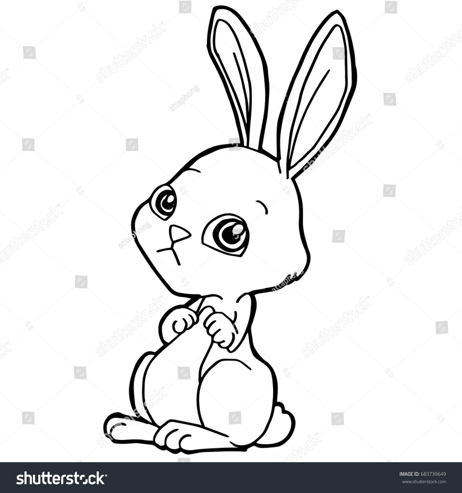 Cartoon Cute Rabbit Coloring Page Vector: vector de stock (libre de