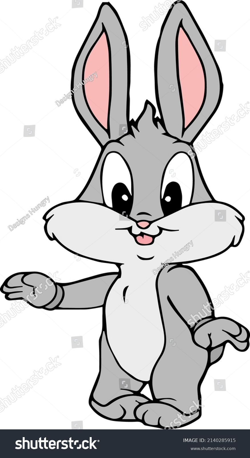 Cartoon Cute Rabbit Posing Vector Illustration Stock Vector Royalty Free 2140285915 Shutterstock 9297