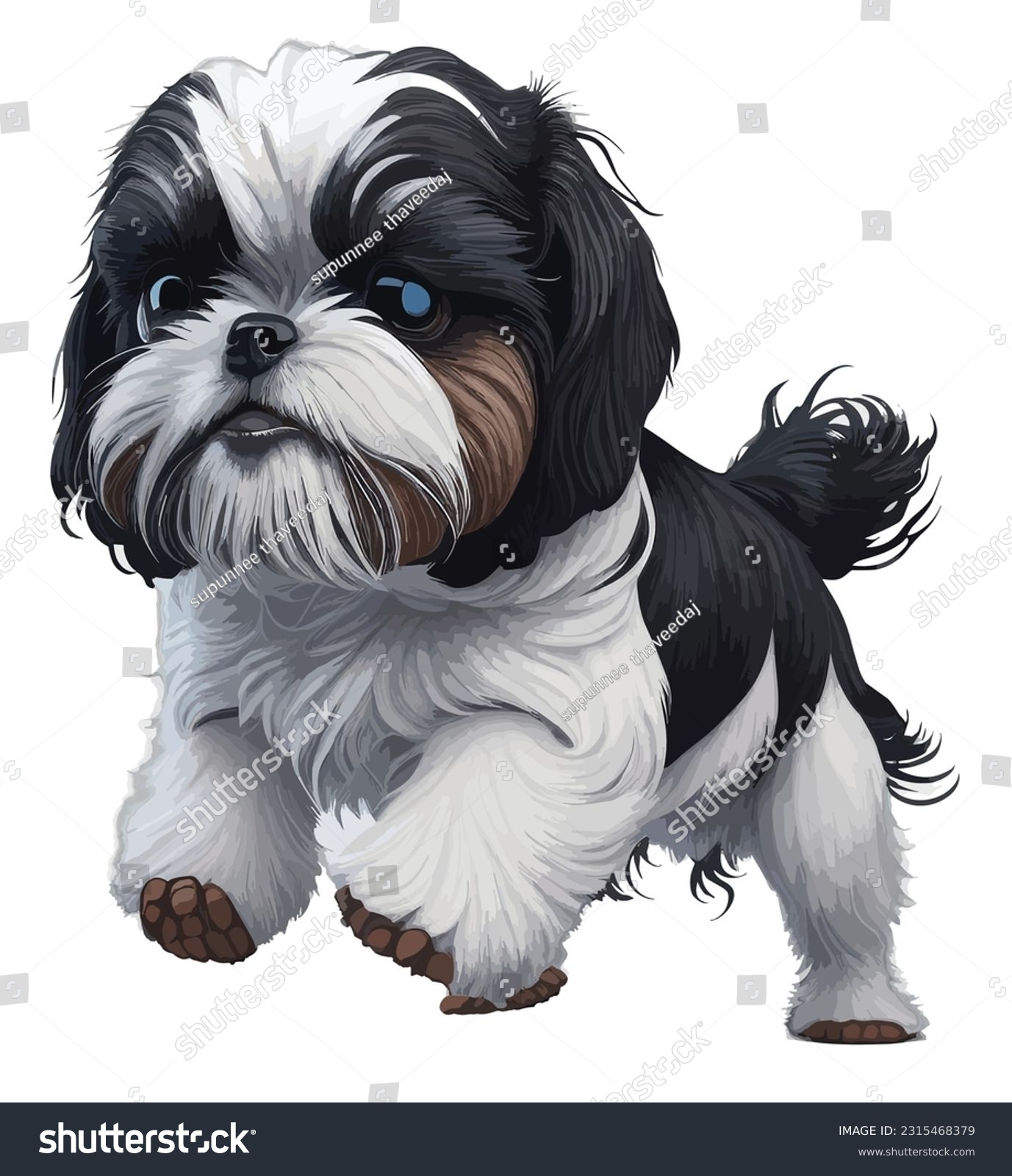 SVG of cartoon cute Shih tzu ,vector cute dog , vector art Shih tzu svg