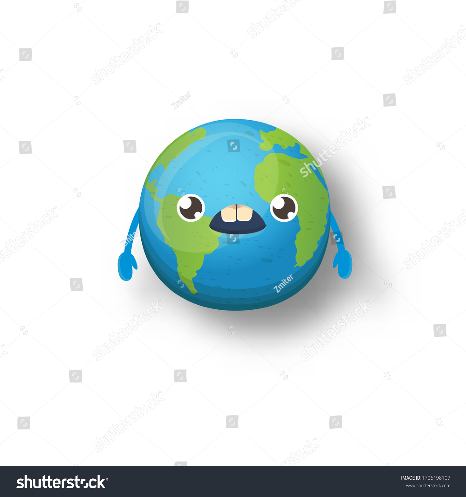 Cartoon Cute Smiling Earth Planet Character Stock Vector Royalty Free