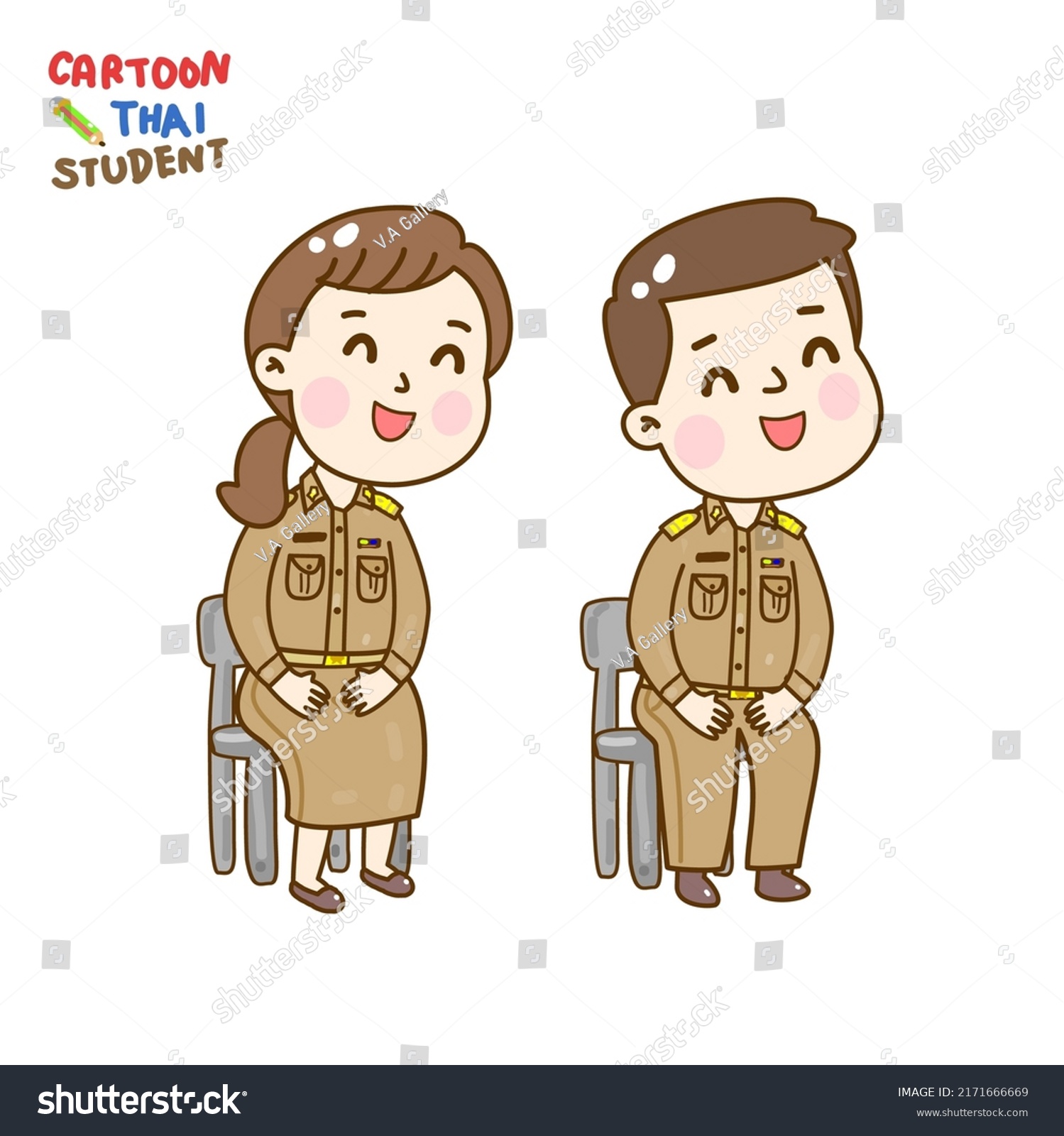 Cartoon Cute Thai Teacher Character Vector Stock Vector (Royalty Free ...