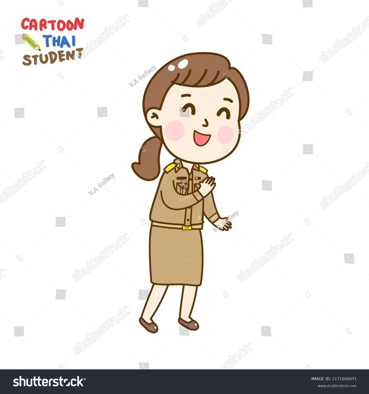 Cartoon Cute Thai Teacher Character Vector Stock Vector (Royalty Free ...